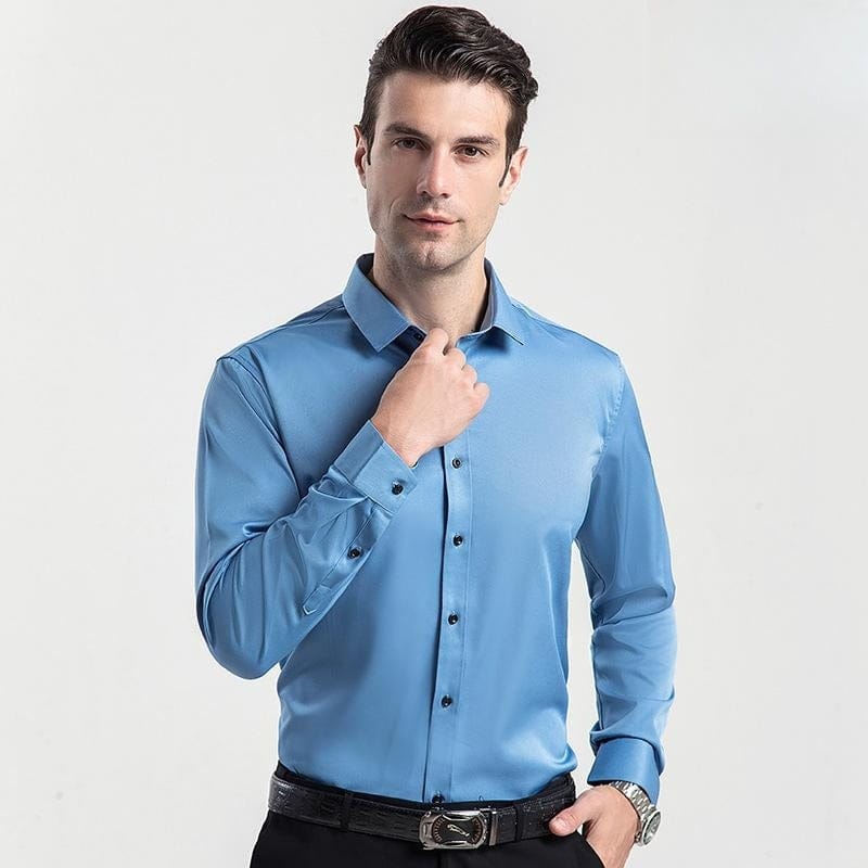 aesido Aesido Men's Business Solid Color Fashion Slim Fit Shirt