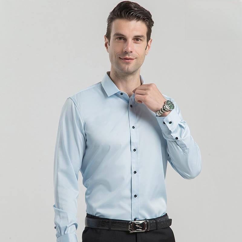 solid color dress shirts AKOEE Men's Button Up Dress Shirt Solid Color Wrinkle-Free Long Sleeve Business Casual Work Wear Regular Fit Formal Tops (2xl, Gray)