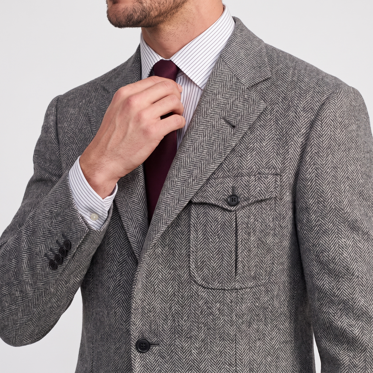 Aesido Aesido Men’s Herringbone 2 Pieces Single Breasted Notch Lapel Suit (Blazer+Pants)