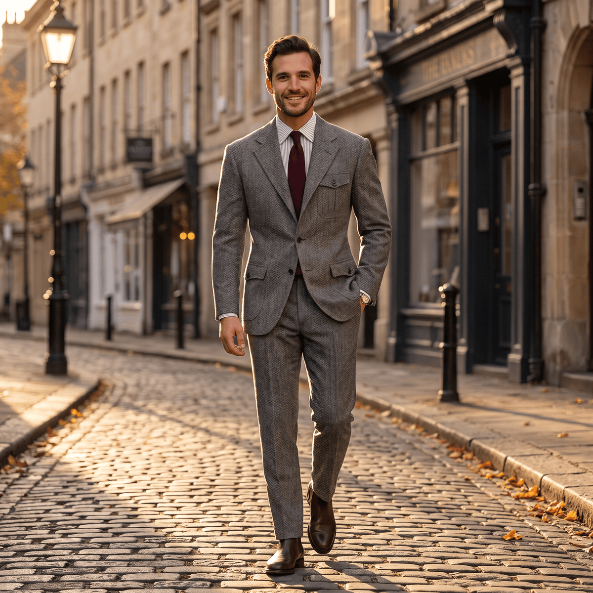 Aesido Aesido Men’s Herringbone 2 Pieces Single Breasted Notch Lapel Suit (Blazer+Pants)