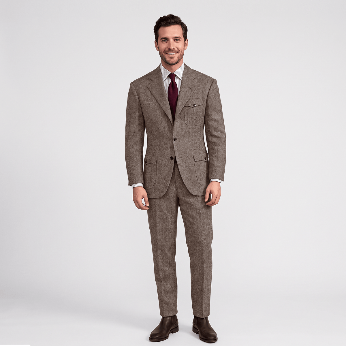 Aesido Aesido Men’s Herringbone 2 Pieces Single Breasted Notch Lapel Suit (Blazer+Pants)