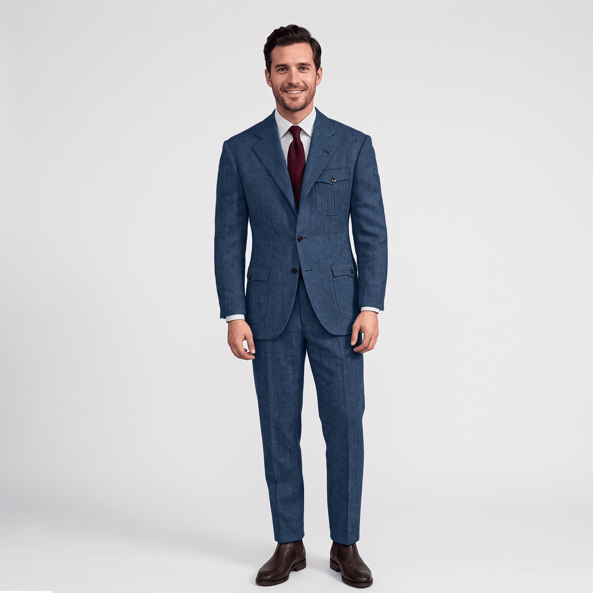 Aesido Aesido Men’s Herringbone 2 Pieces Single Breasted Notch Lapel Suit (Blazer+Pants)