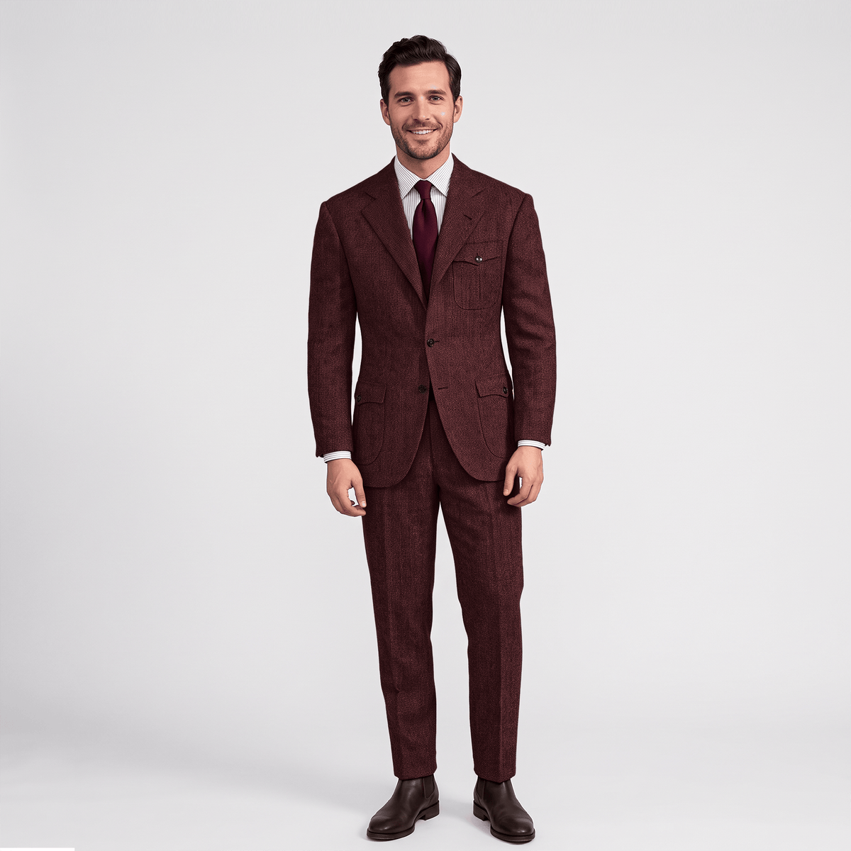 Aesido Aesido Men’s Herringbone 2 Pieces Single Breasted Notch Lapel Suit (Blazer+Pants)