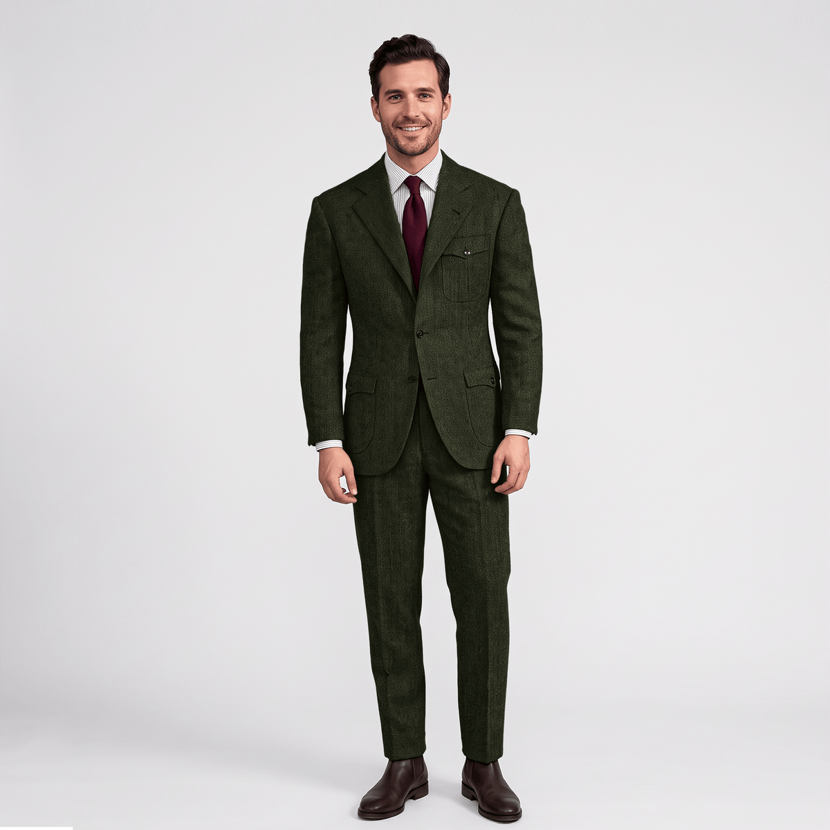 Aesido Aesido Men’s Herringbone 2 Pieces Single Breasted Notch Lapel Suit (Blazer+Pants)