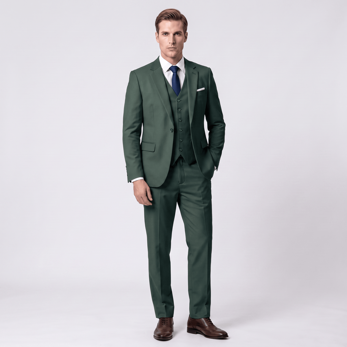 aesido Aesido Men's Suit 3 Piece Business Casual Flat Notch Lapel Mens Suit (Blazer+vest+Pants)