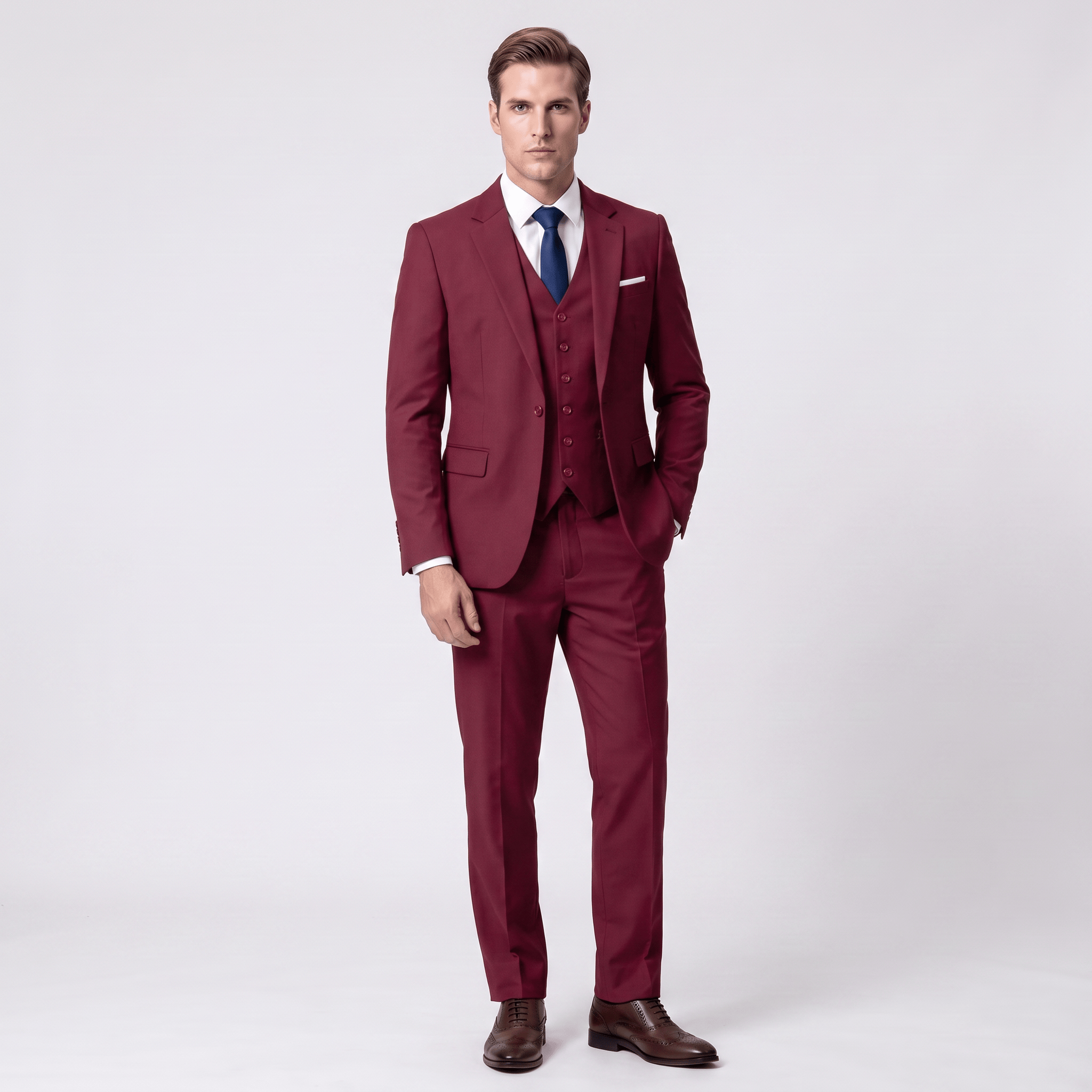 aesido Aesido Men's Suit 3 Piece Business Casual Flat Notch Lapel Mens Suit (Blazer+vest+Pants)