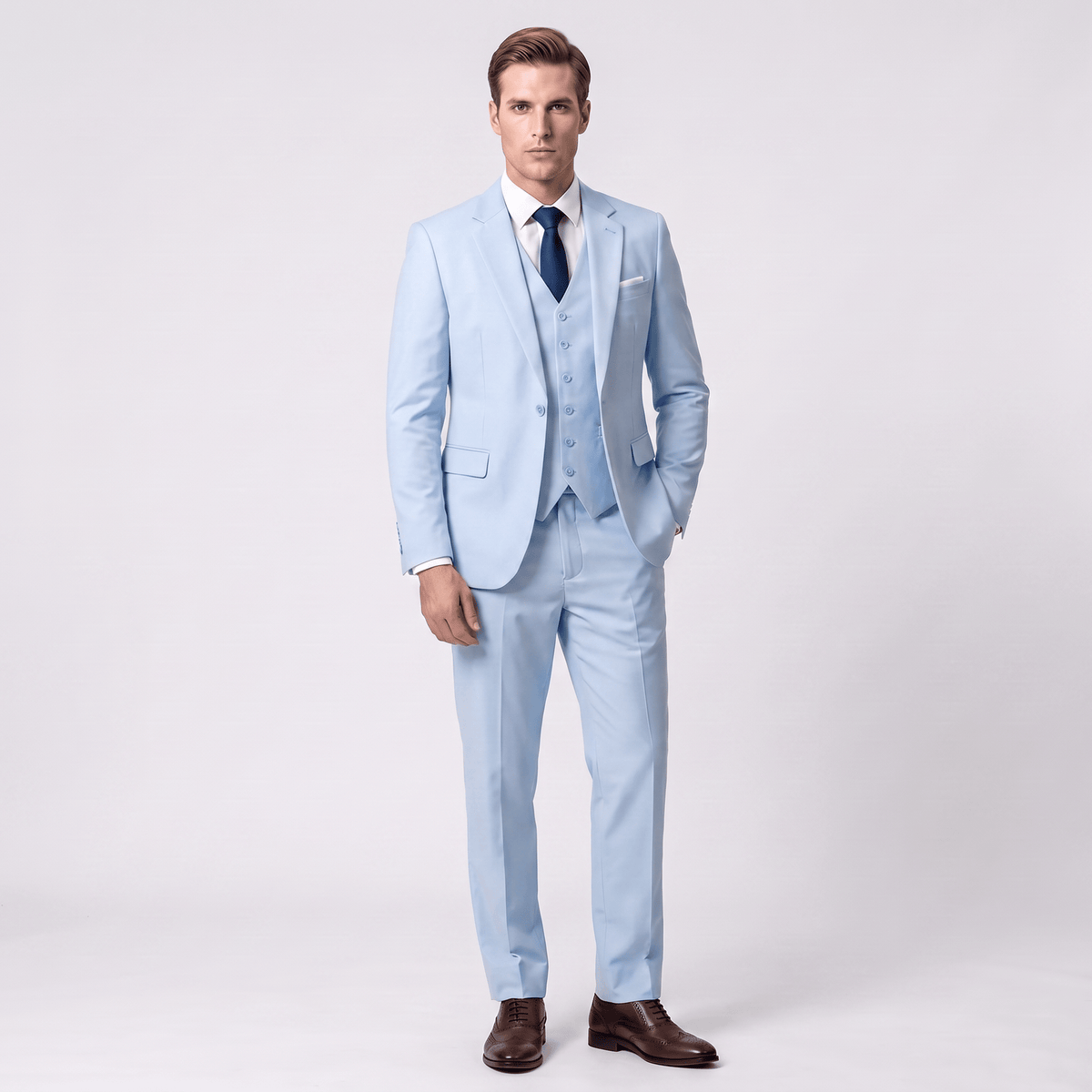 aesido Aesido Men's Suit 3 Piece Business Casual Flat Notch Lapel Mens Suit (Blazer+vest+Pants)