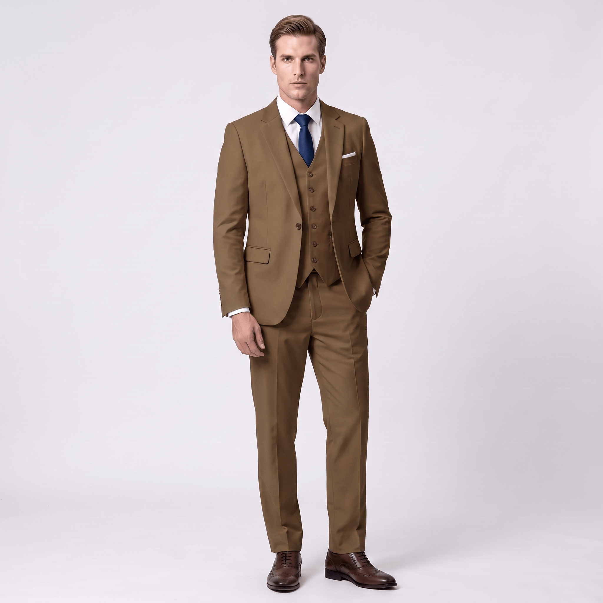 aesido Aesido Men's Suit 3 Piece Business Casual Flat Notch Lapel Mens Suit (Blazer+vest+Pants)