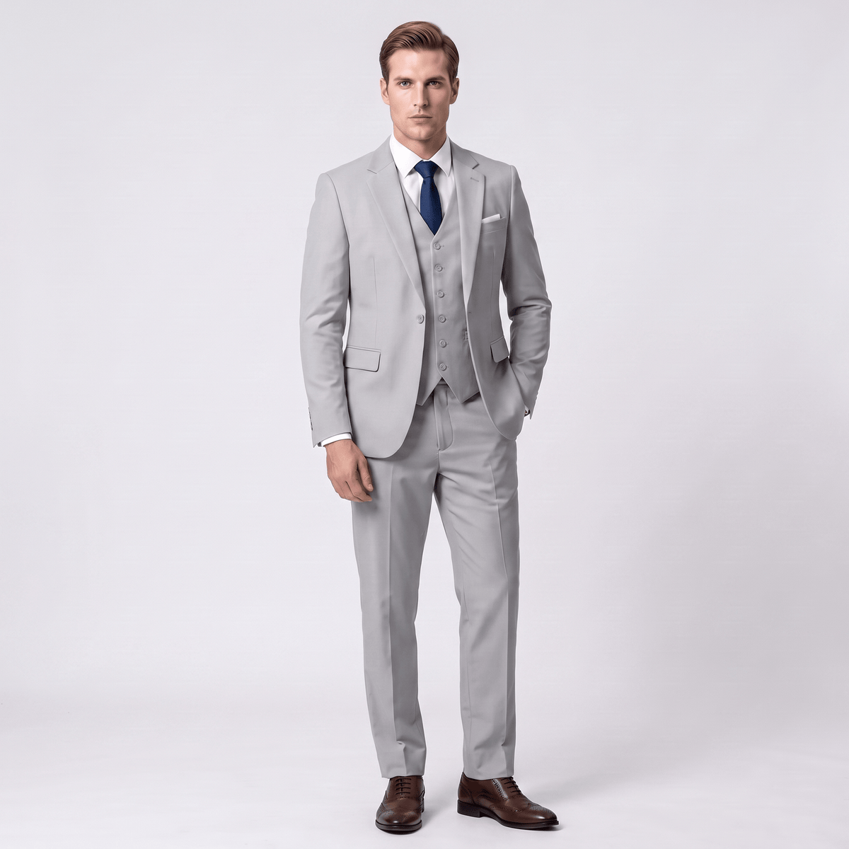 aesido Aesido Men's Suit 3 Piece Business Casual Flat Notch Lapel Mens Suit (Blazer+vest+Pants)
