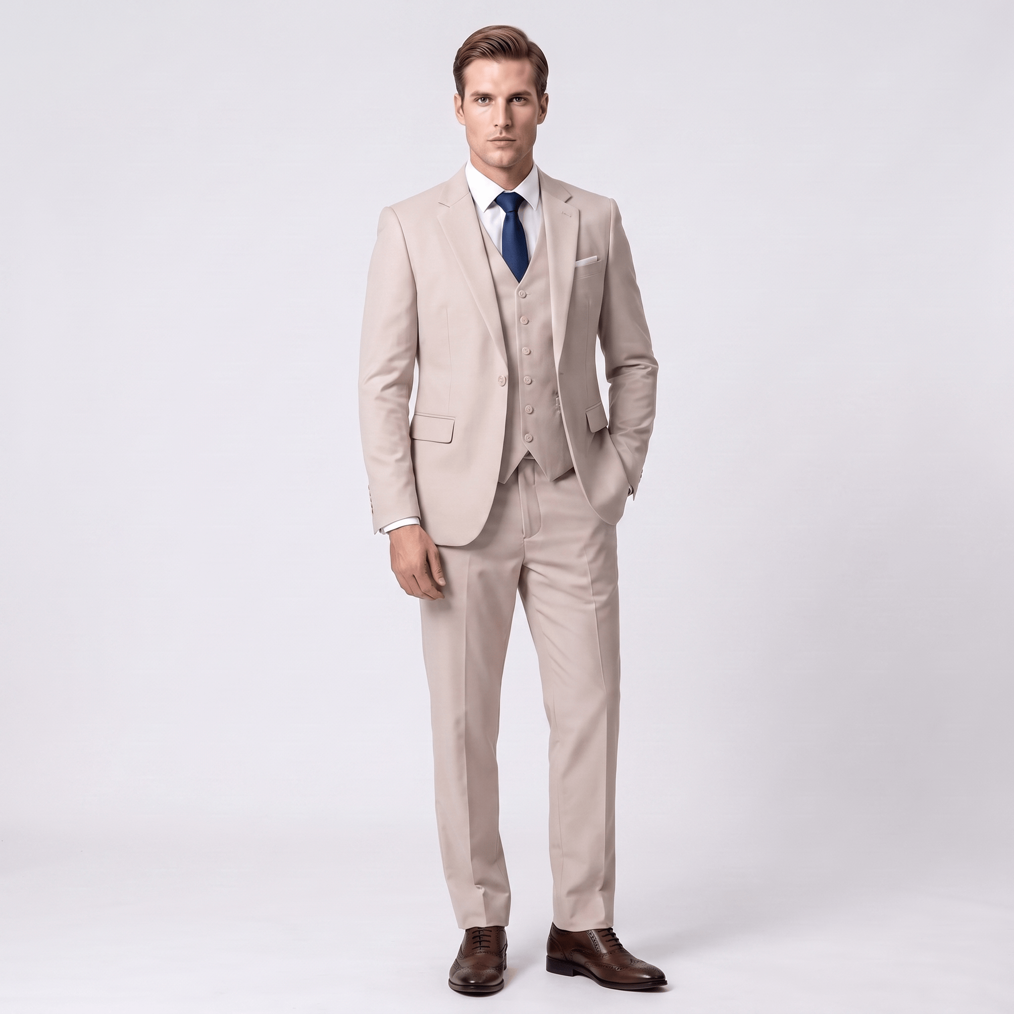 aesido Aesido Men's Suit 3 Piece Business Casual Flat Notch Lapel Mens Suit (Blazer+vest+Pants)
