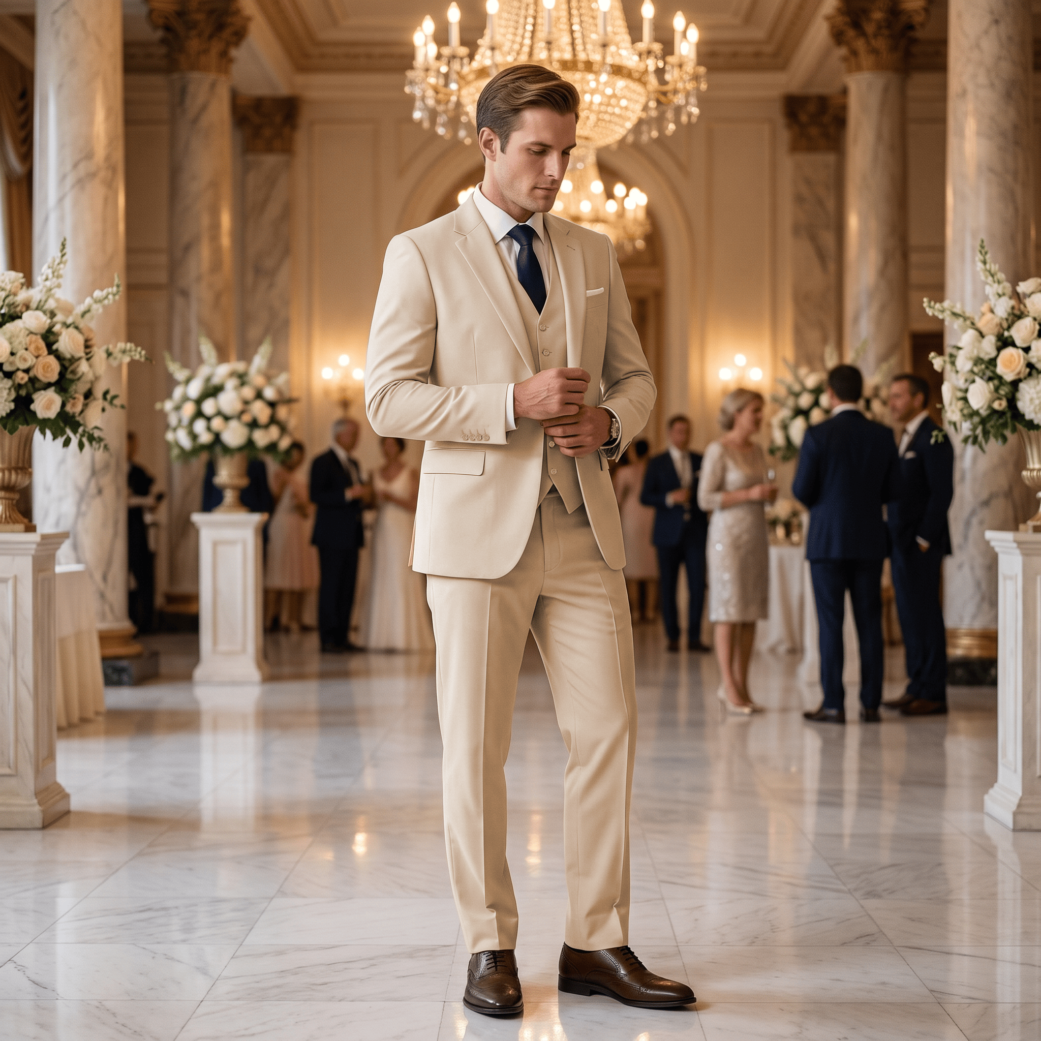 aesido Aesido Men's Suit 3 Piece Business Casual Flat Notch Lapel Mens Suit (Blazer+vest+Pants)
