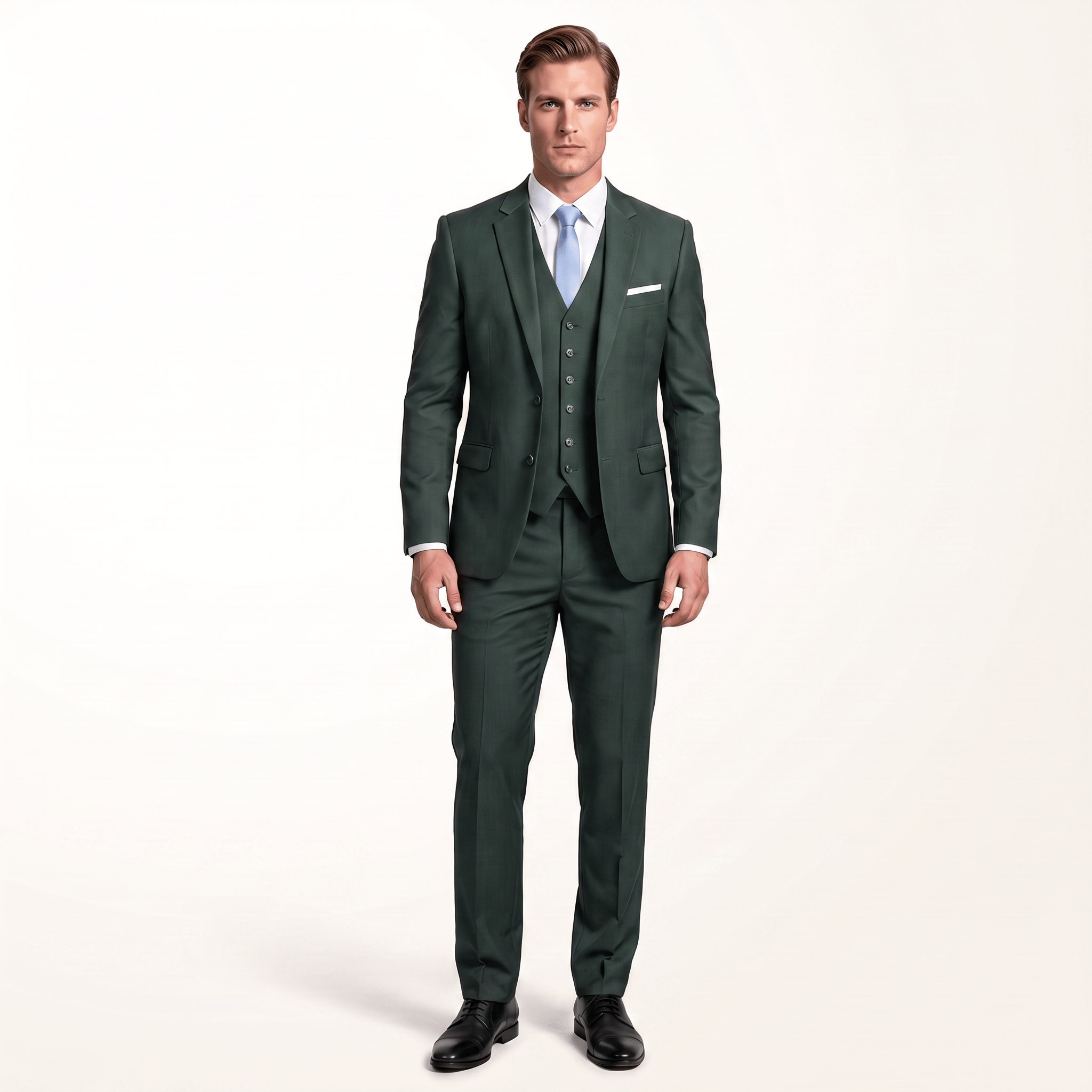 Aesido Aesido Men's Suit 3 Piece Business Casual Flat Notch Lapel Tuxedos (Blazer+vest+Pants)