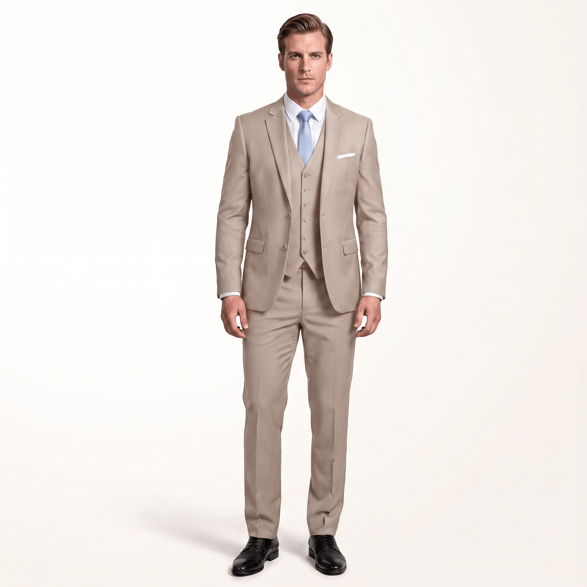 Aesido Aesido Men's Suit 3 Piece Business Casual Flat Notch Lapel Tuxedos (Blazer+vest+Pants)