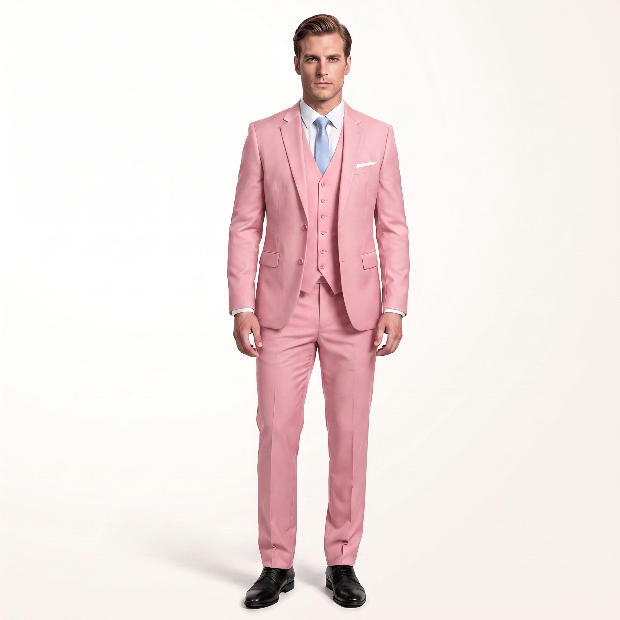 Aesido Aesido Men's Suit 3 Piece Business Casual Flat Notch Lapel Tuxedos (Blazer+vest+Pants)