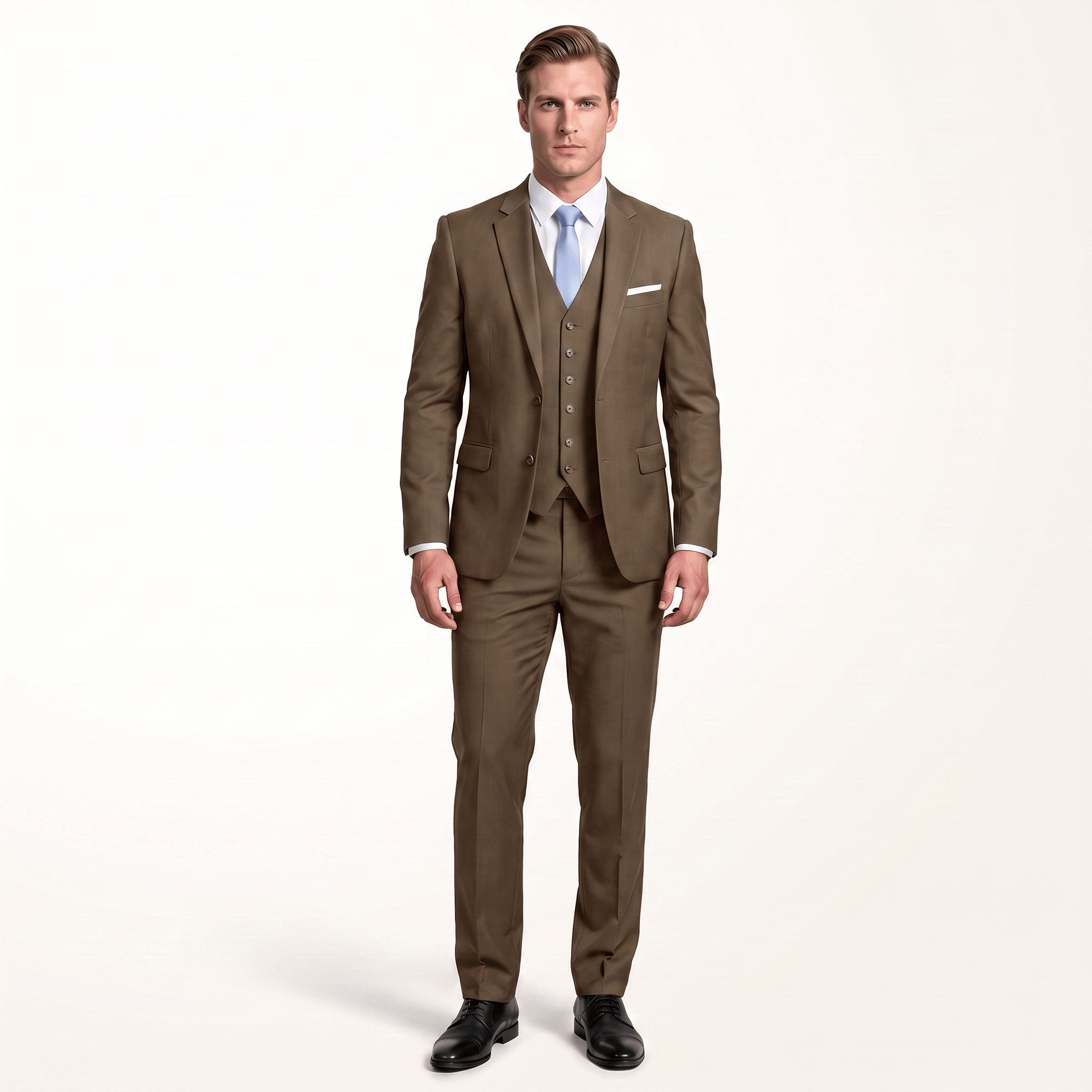 Aesido Aesido Men's Suit 3 Piece Business Casual Flat Notch Lapel Tuxedos (Blazer+vest+Pants)