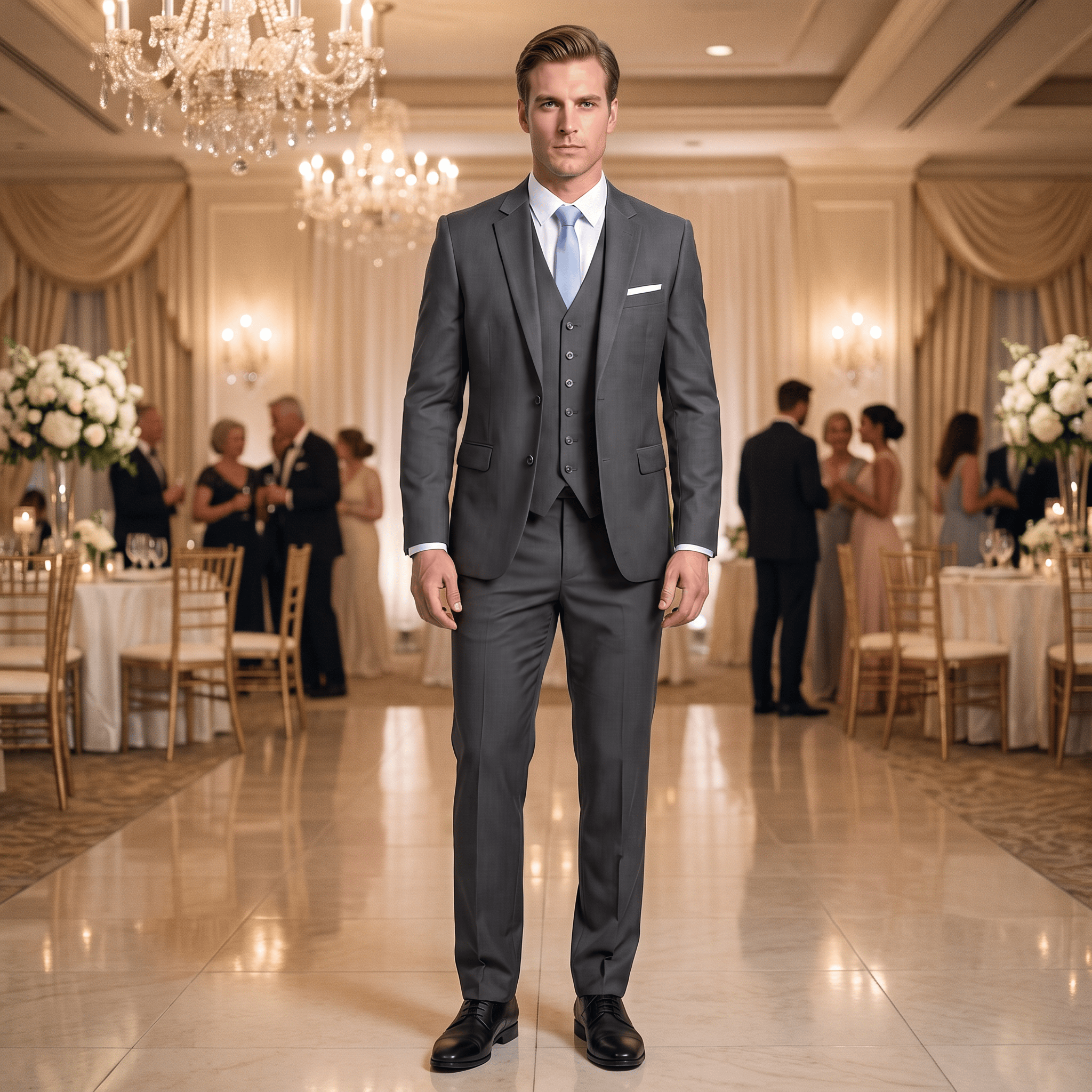 Aesido Aesido Men's Suit 3 Piece Business Casual Jacket For Wedding (Blazer+Vest+Pants)