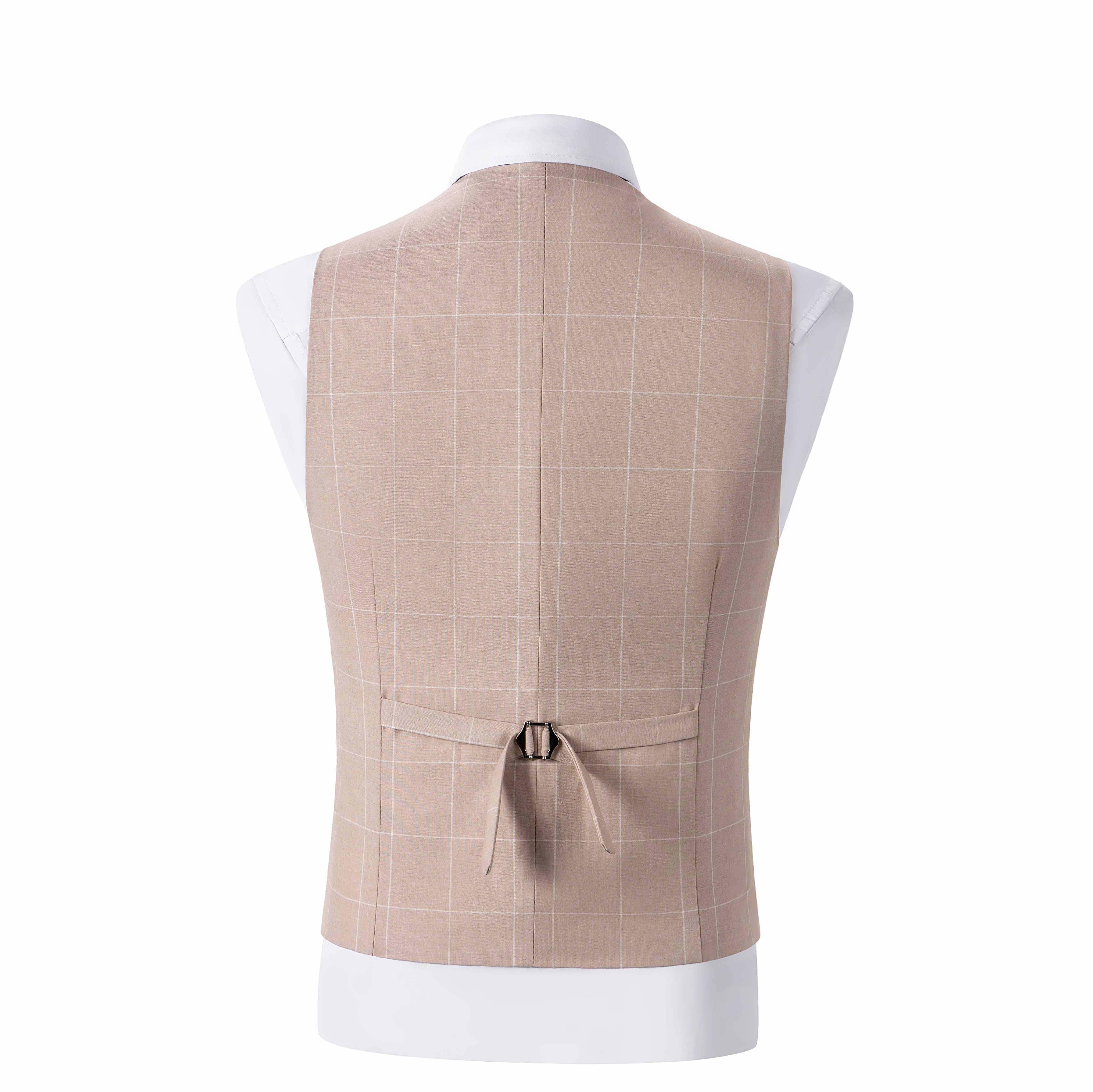 aesido Aesido Plaid Peak Lapel 3 Pieces Mens Suit (Blazer+vest+Pants)