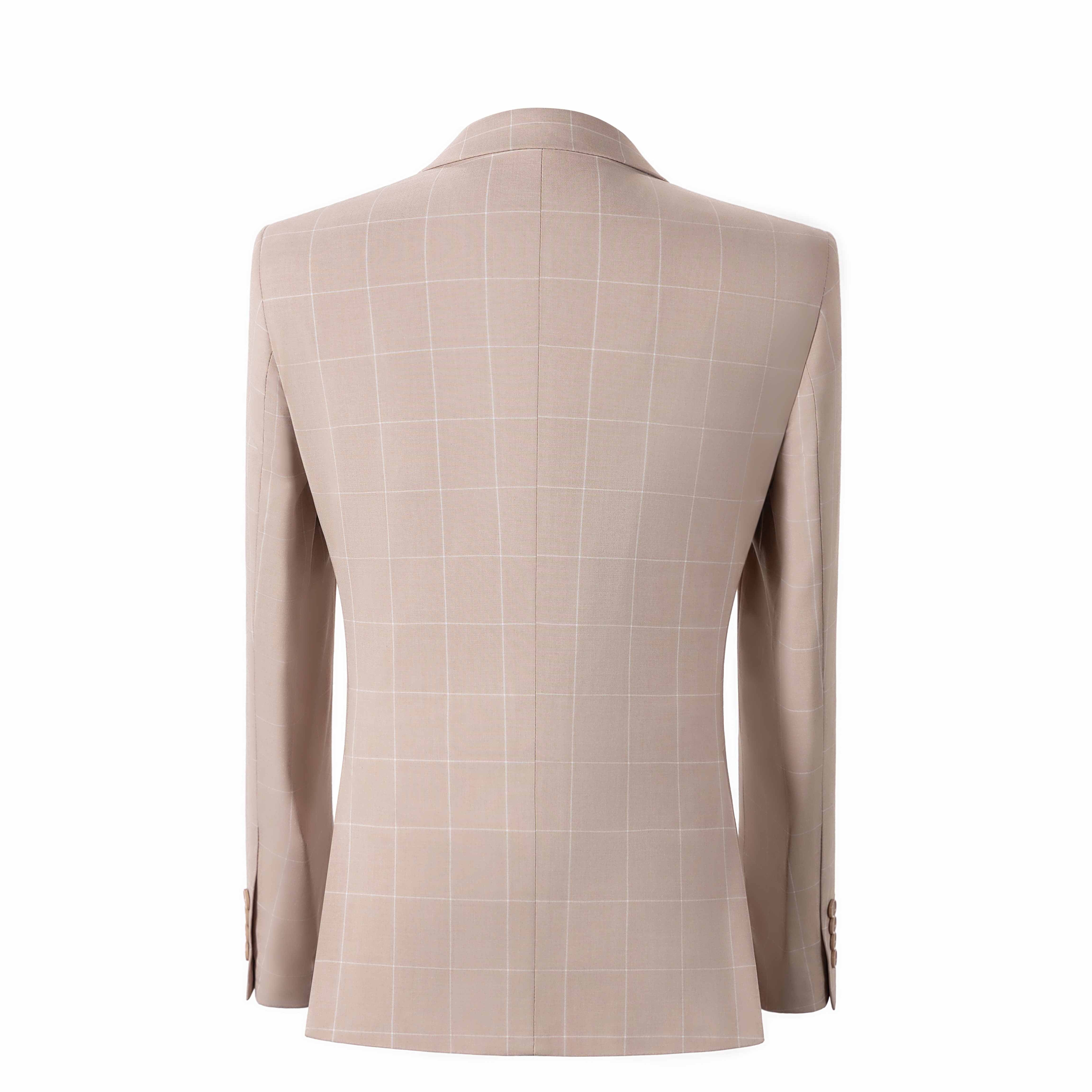 aesido Aesido Plaid Peak Lapel 3 Pieces Mens Suit (Blazer+vest+Pants)