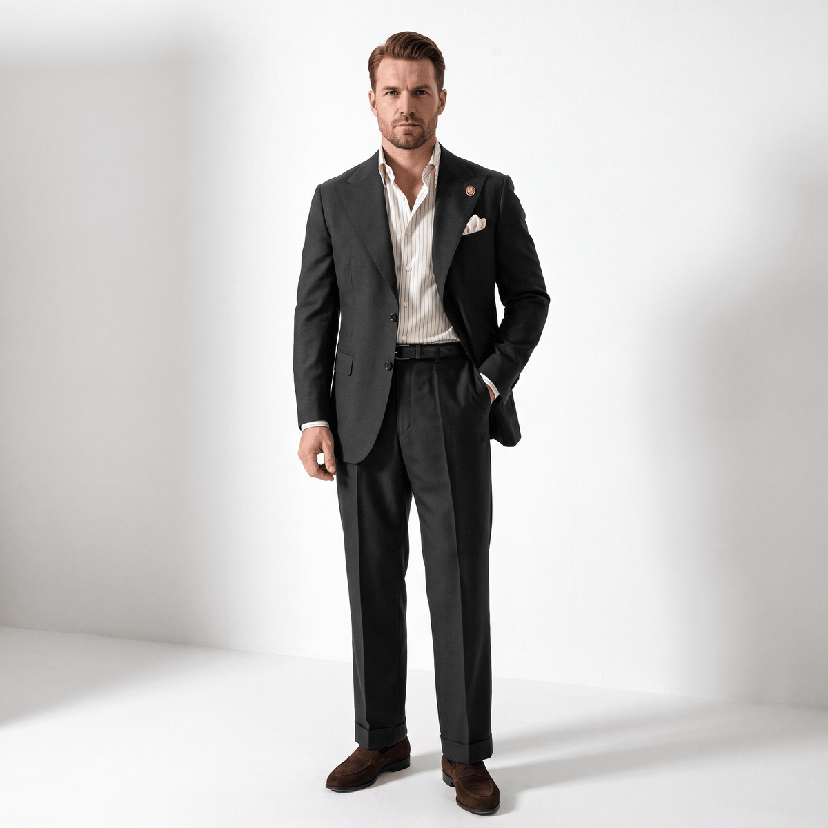 aesido Aesido Retro Business 2 Piece Peak Lapel Men's Suit (Blazer+Pants)