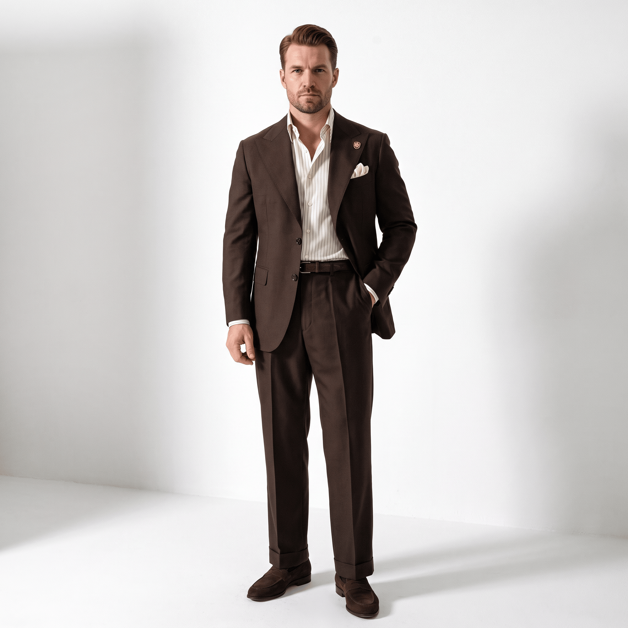 aesido Aesido Retro Business 2 Piece Peak Lapel Men's Suit (Blazer+Pants)