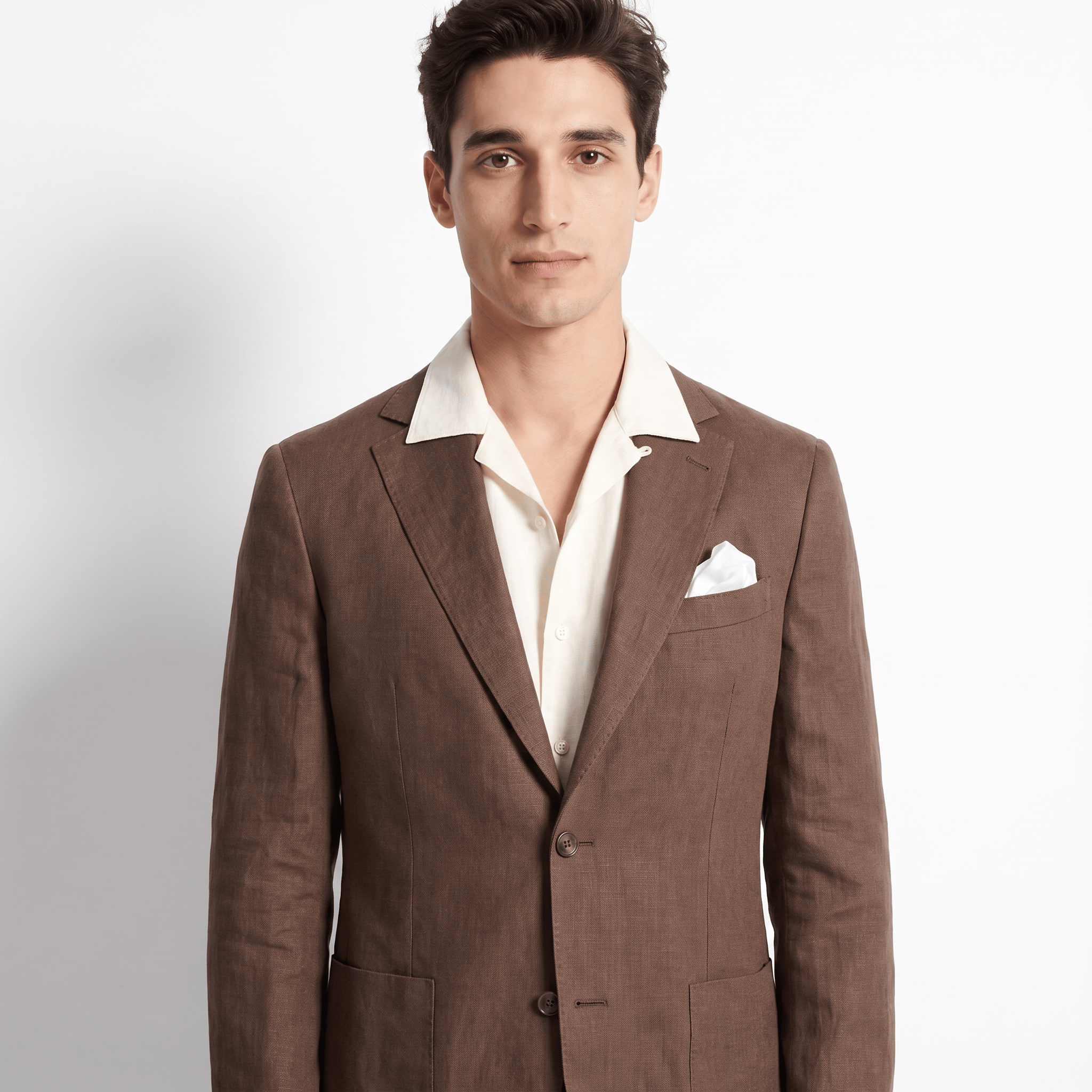 aesido Aesido Retro Linen Double-Buttons 2 Pieces Notch Lapel Men’s Suit (Blazer+Pants)