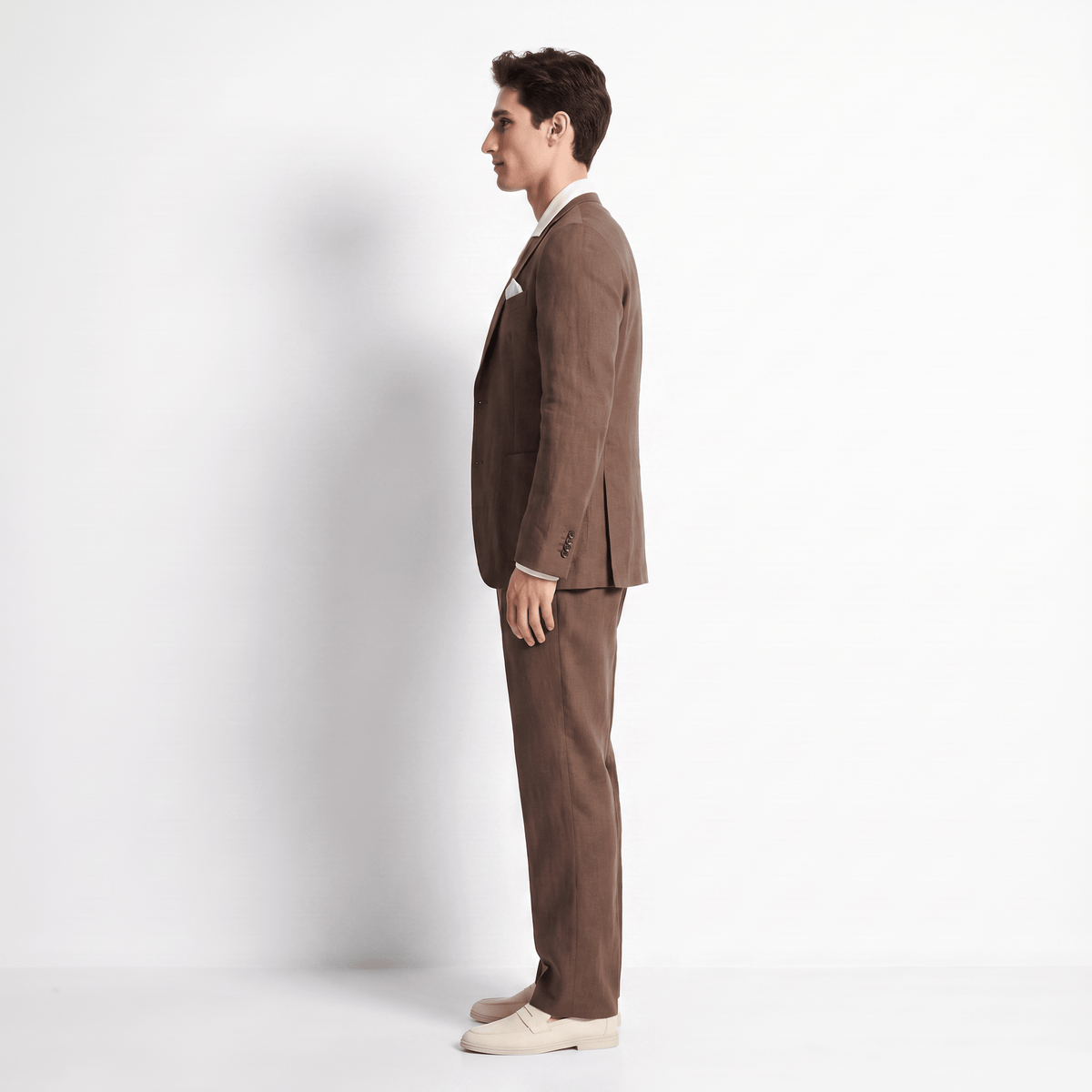 aesido Aesido Retro Linen Double-Buttons 2 Pieces Notch Lapel Men’s Suit (Blazer+Pants)