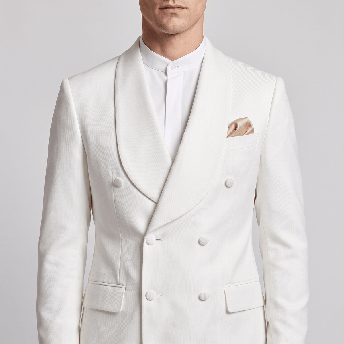 aesido Aesido White 2 Pieces Men's Suits Shawl Lapel Slim Fit Suits For Wedding (Blazer+Pants)