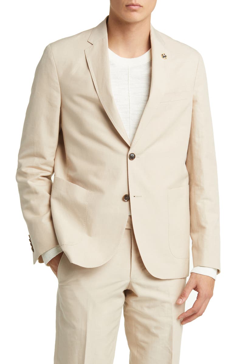aesido Beige 2 Pieces Double Button Notch Lapel Men's Suit (Blazer+Pants)