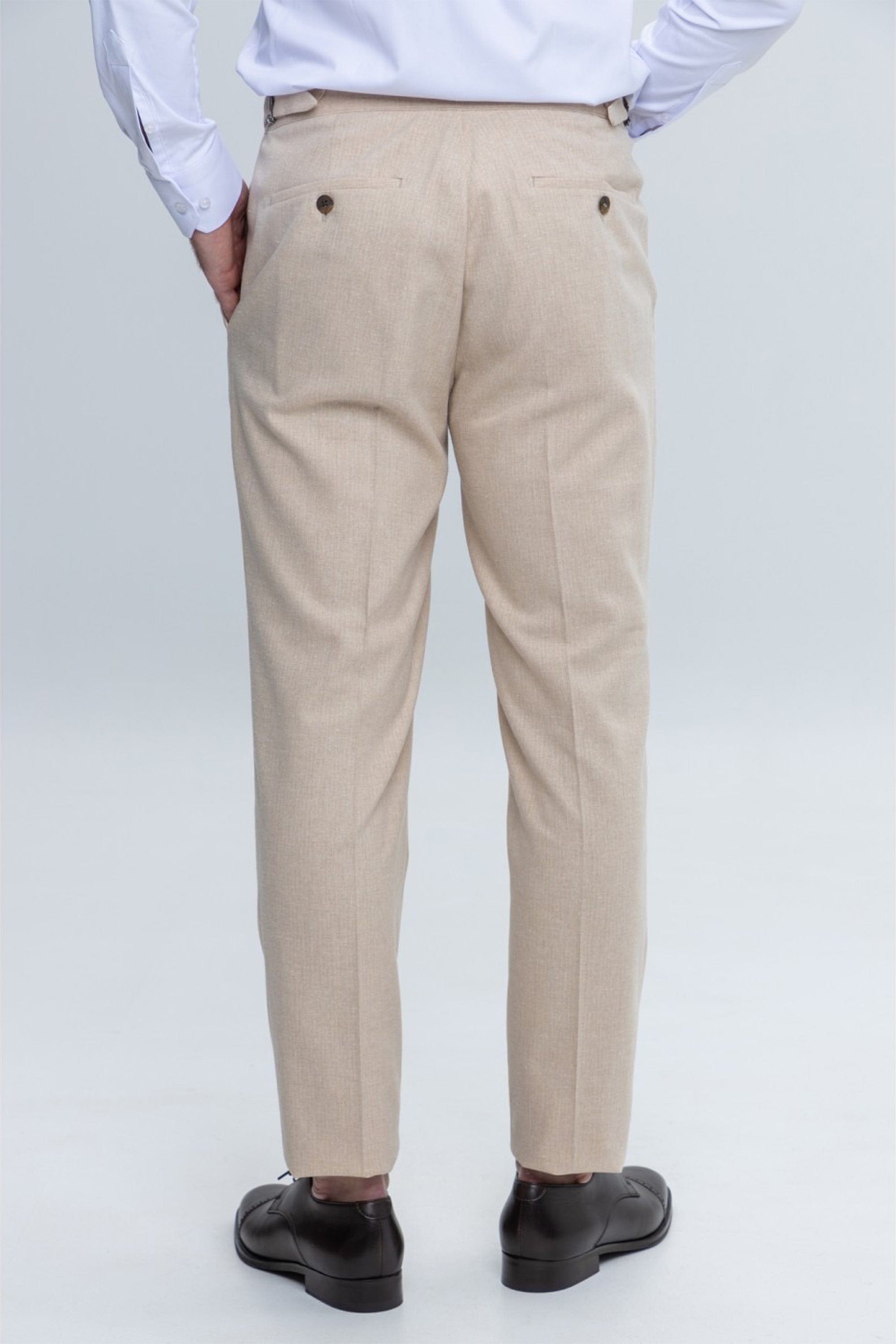 Beige Business Casual Slim Fit Men's Suit Trousers Beige / 34W X 32L Beige Business Casual Slim Fit Men's Suit Trousers Beige / 34W X 32L