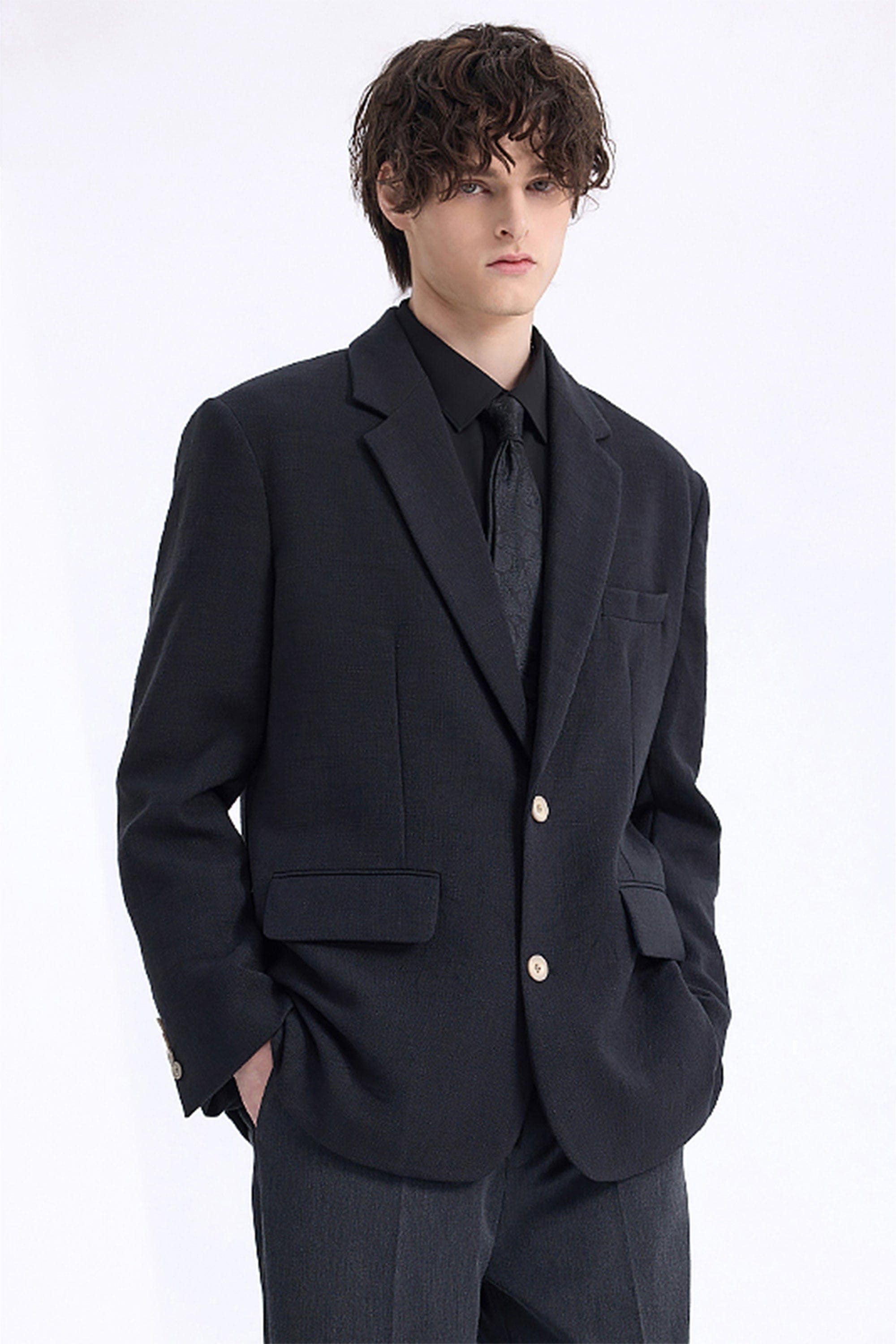 aesido Beige Men's Vintage Single-Breasted Linen Casual Blazer