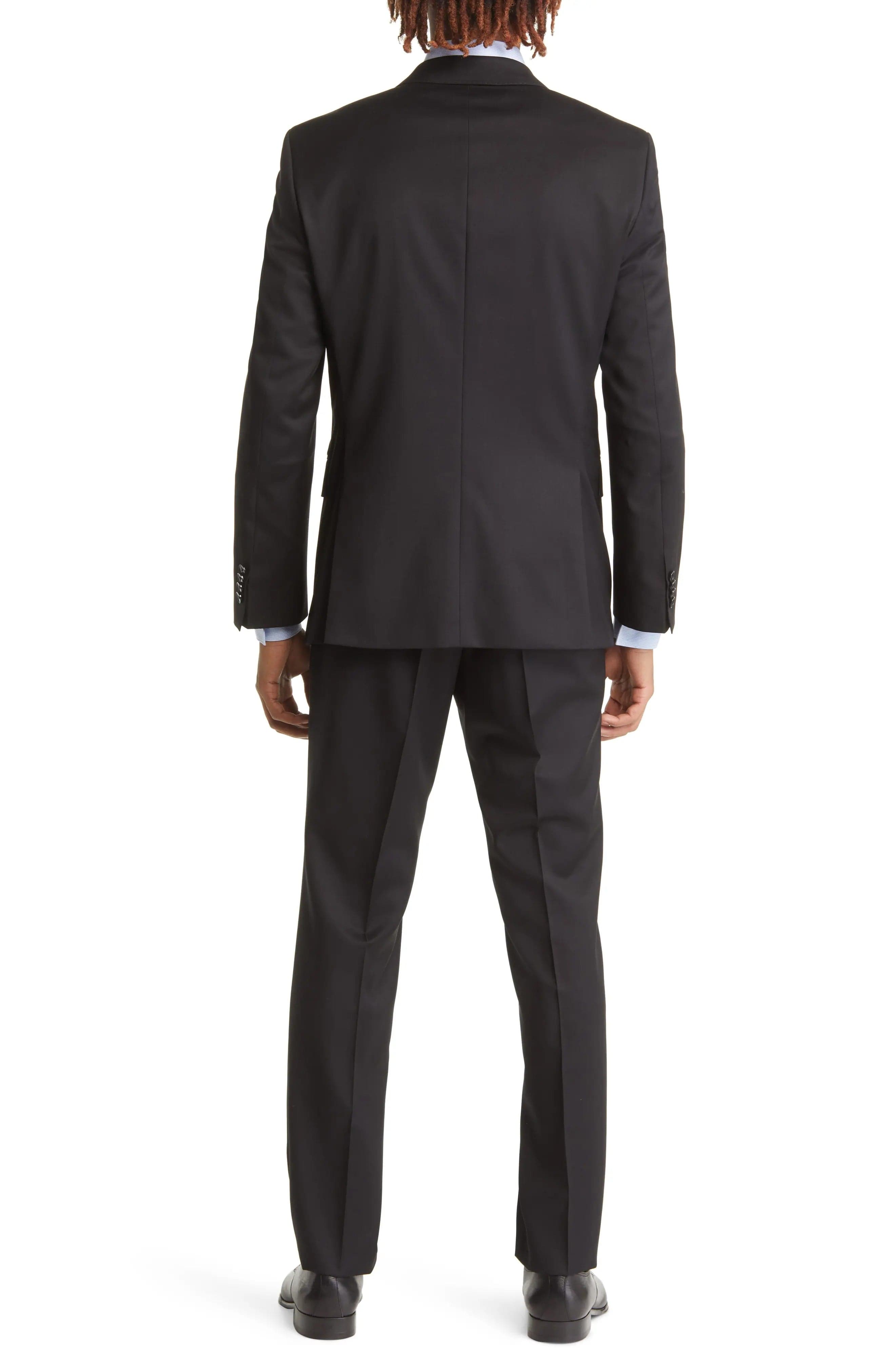 aesido Black 2 Piece Double Button Business Casual Men Suit (Blazer+Pants)