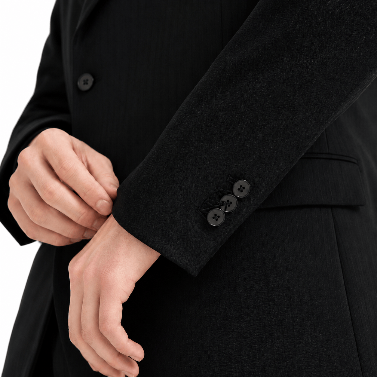 aesido Black 2 Piece High Quality Double Breasted Peaked Lapel Loose Casual Men's Suit