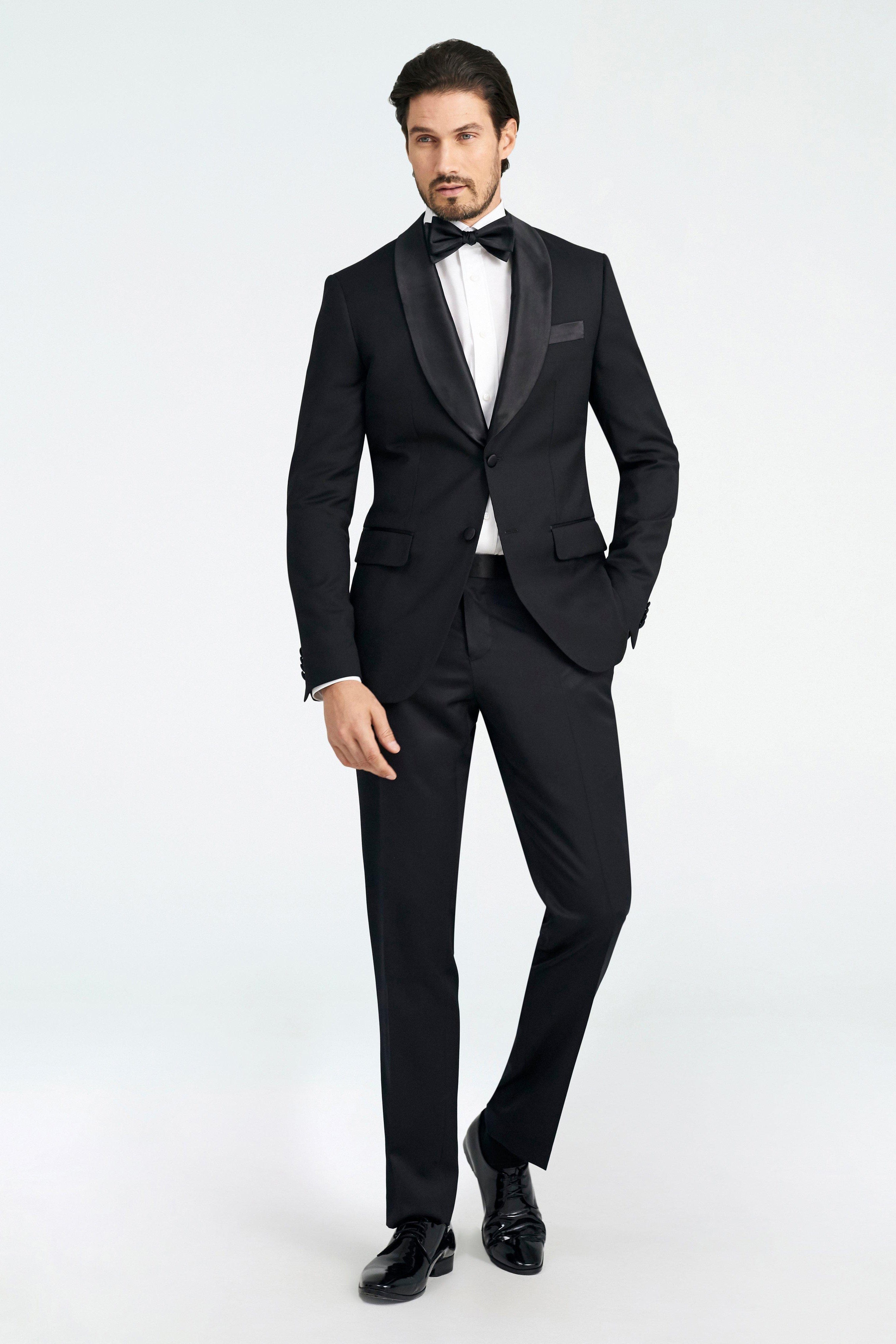 aesido Black 2 Piece Men's Suit with Shawl Lapel