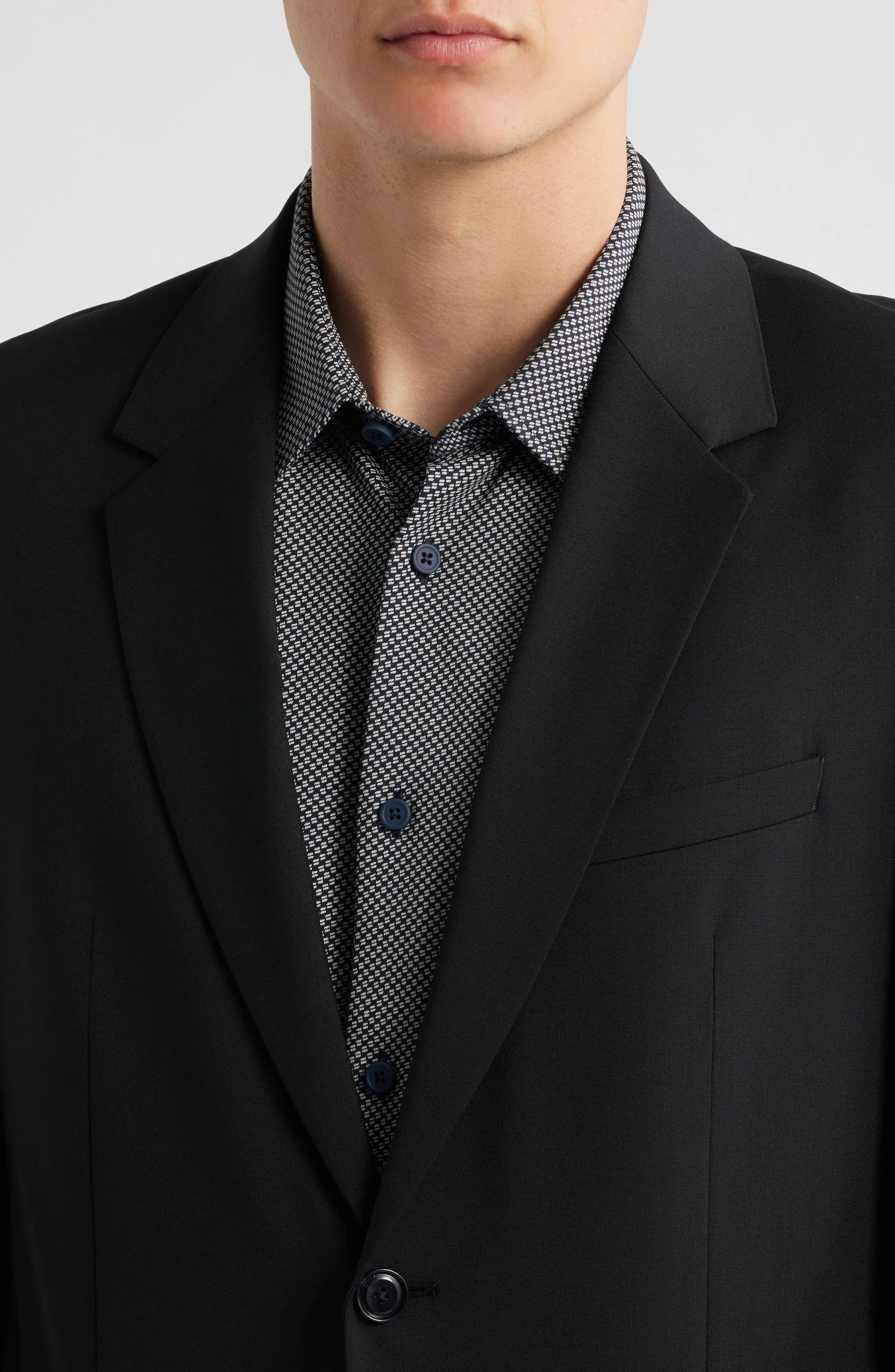 aesido Black 2 Piece Plaid Notch Lapel Business Men Suit (Blazer+Pants)