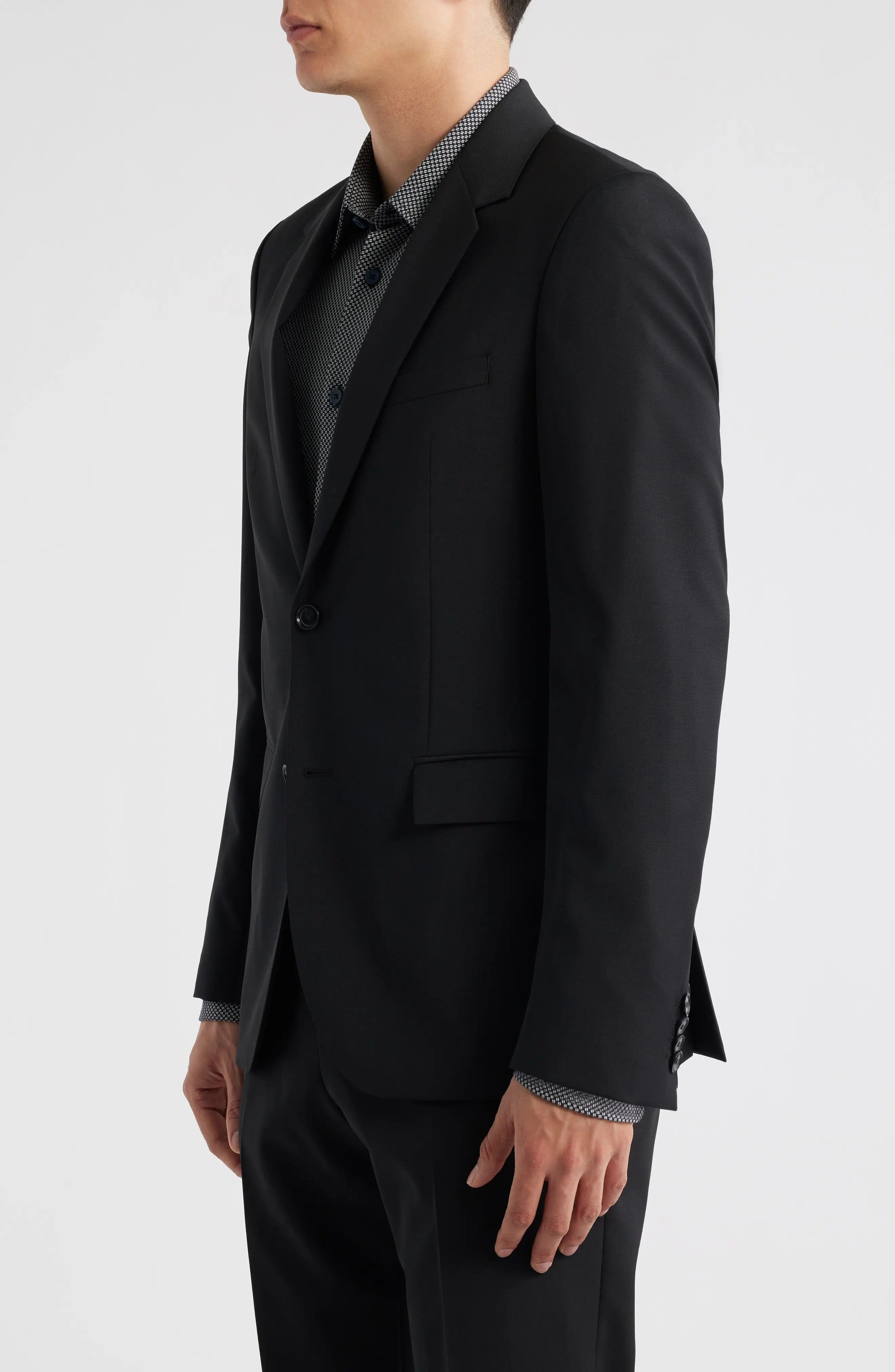 aesido Black 2 Piece Plaid Notch Lapel Business Men Suit (Blazer+Pants)