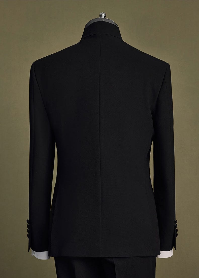 Aesido Black Mandarin Jacket Mens Wedding & Formal Black / 38R Aesido Black Mandarin Jacket Mens Wedding & Formal Black / 38R