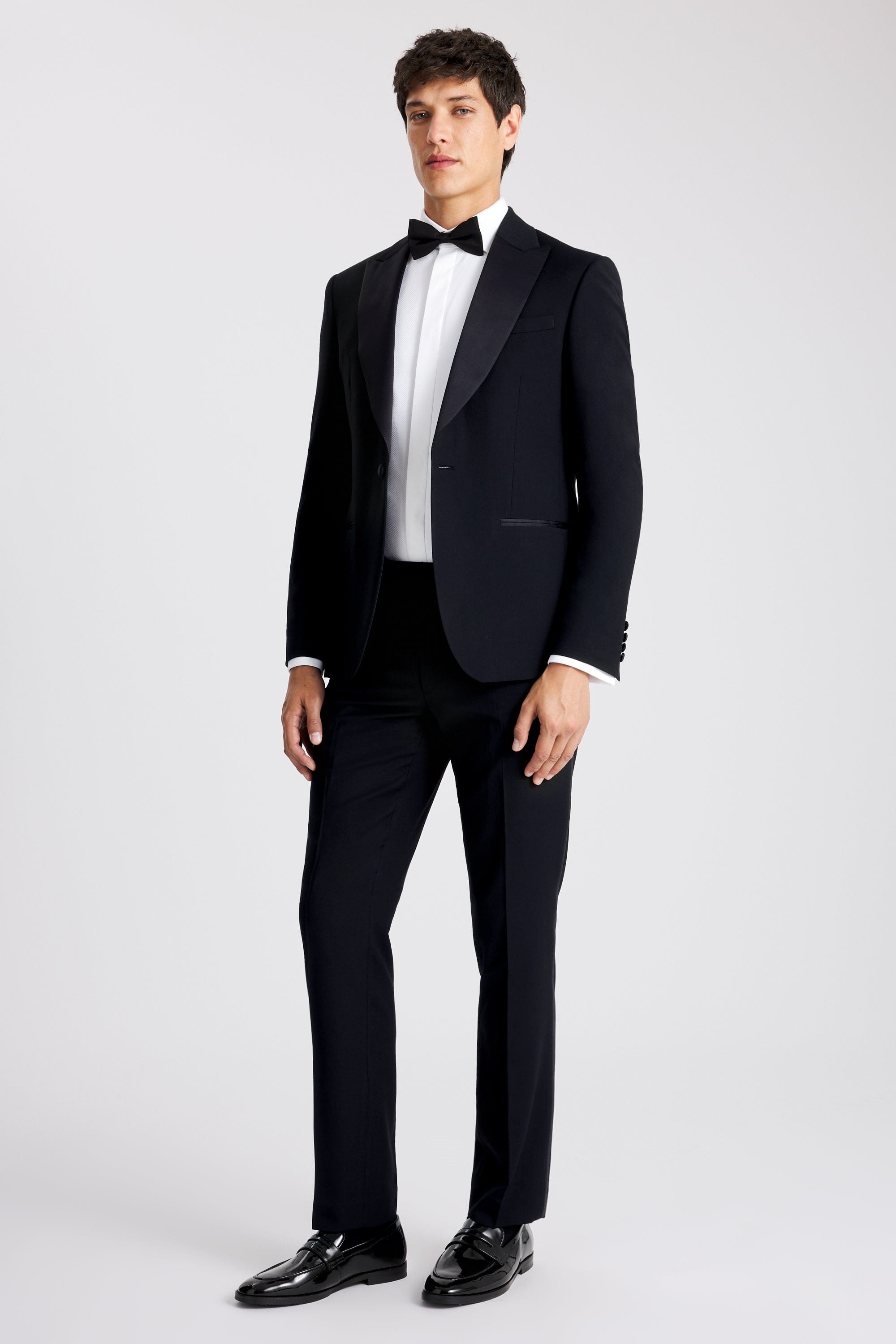 aesido Black 2 Piece Single Button Satin Collar Men's Suit Groom Wedding Dress (Blazer + Pants)