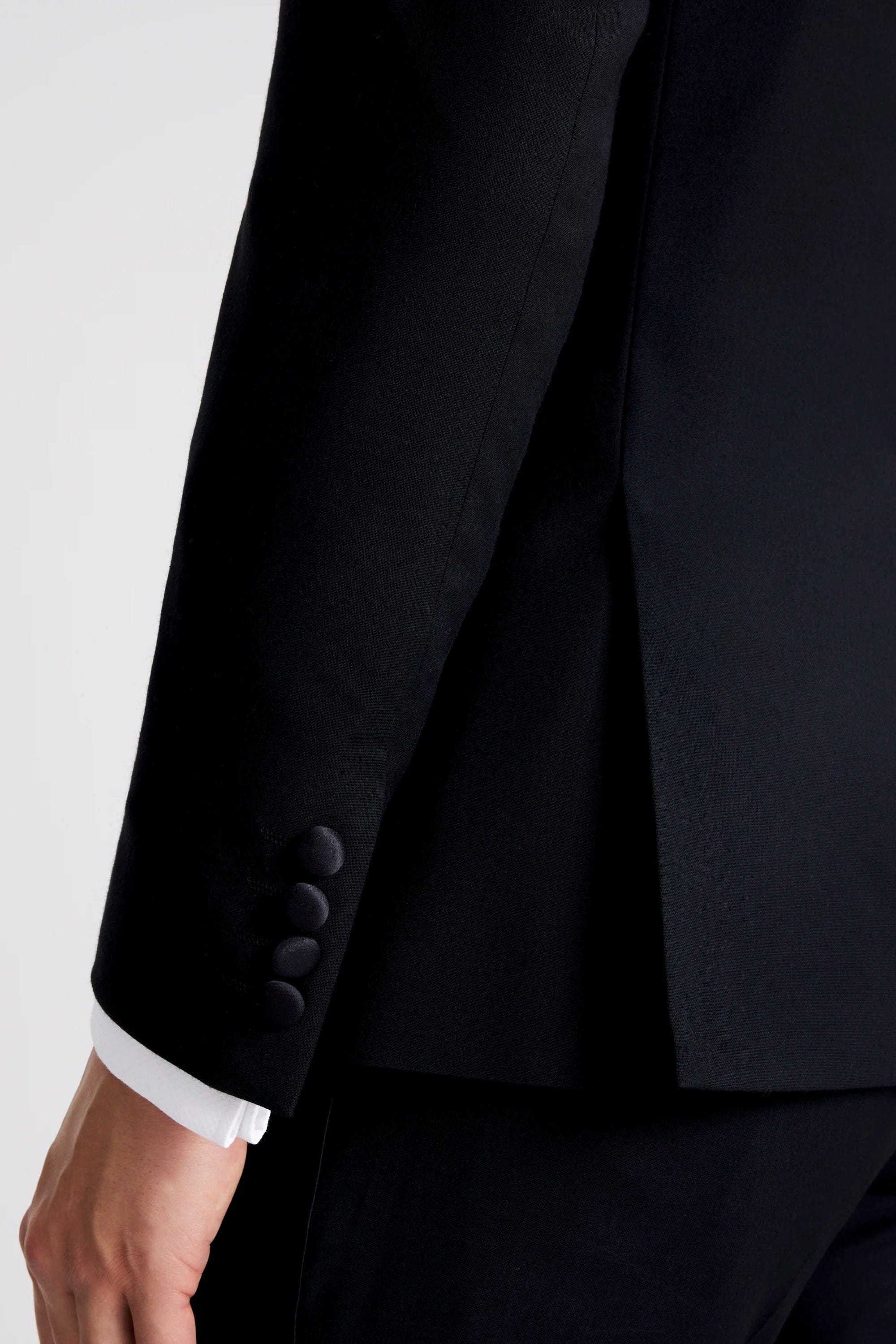 aesido Black 2 Piece Single Button Satin Collar Men's Suit Groom Wedding Dress (Blazer + Pants)