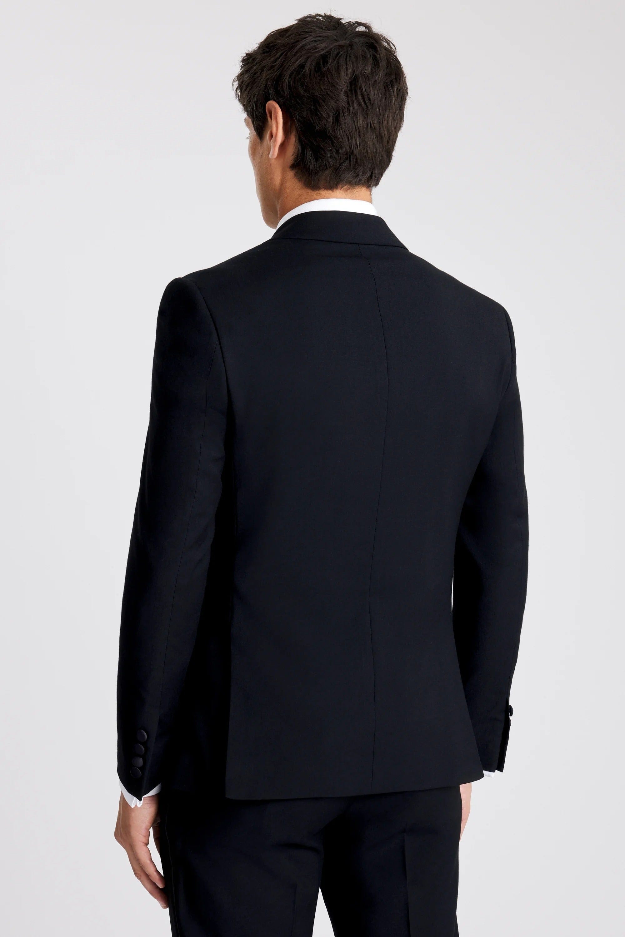 aesido Black 2 Piece Single Button Satin Collar Men's Suit Groom Wedding Dress (Blazer + Pants)