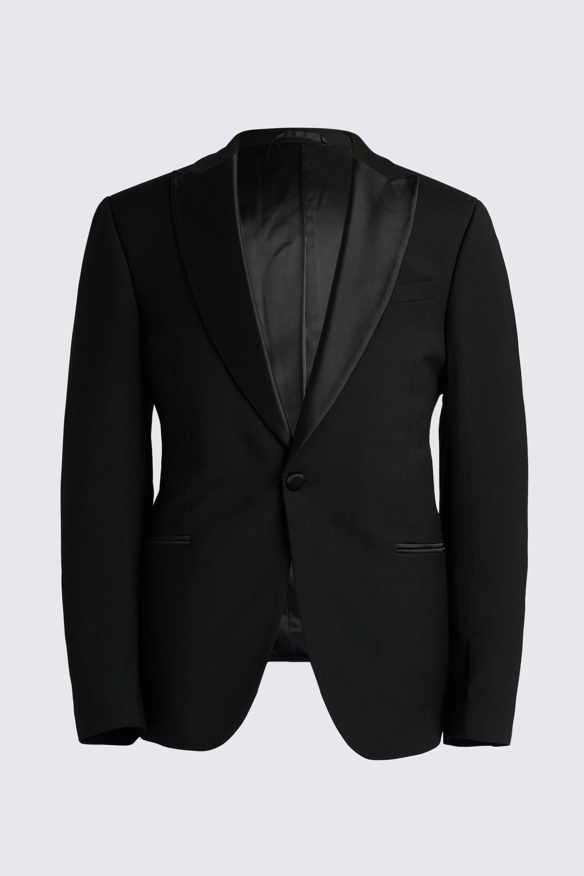 aesido Black 2 Piece Single Button Satin Collar Men's Suit Groom Wedding Dress (Blazer + Pants)