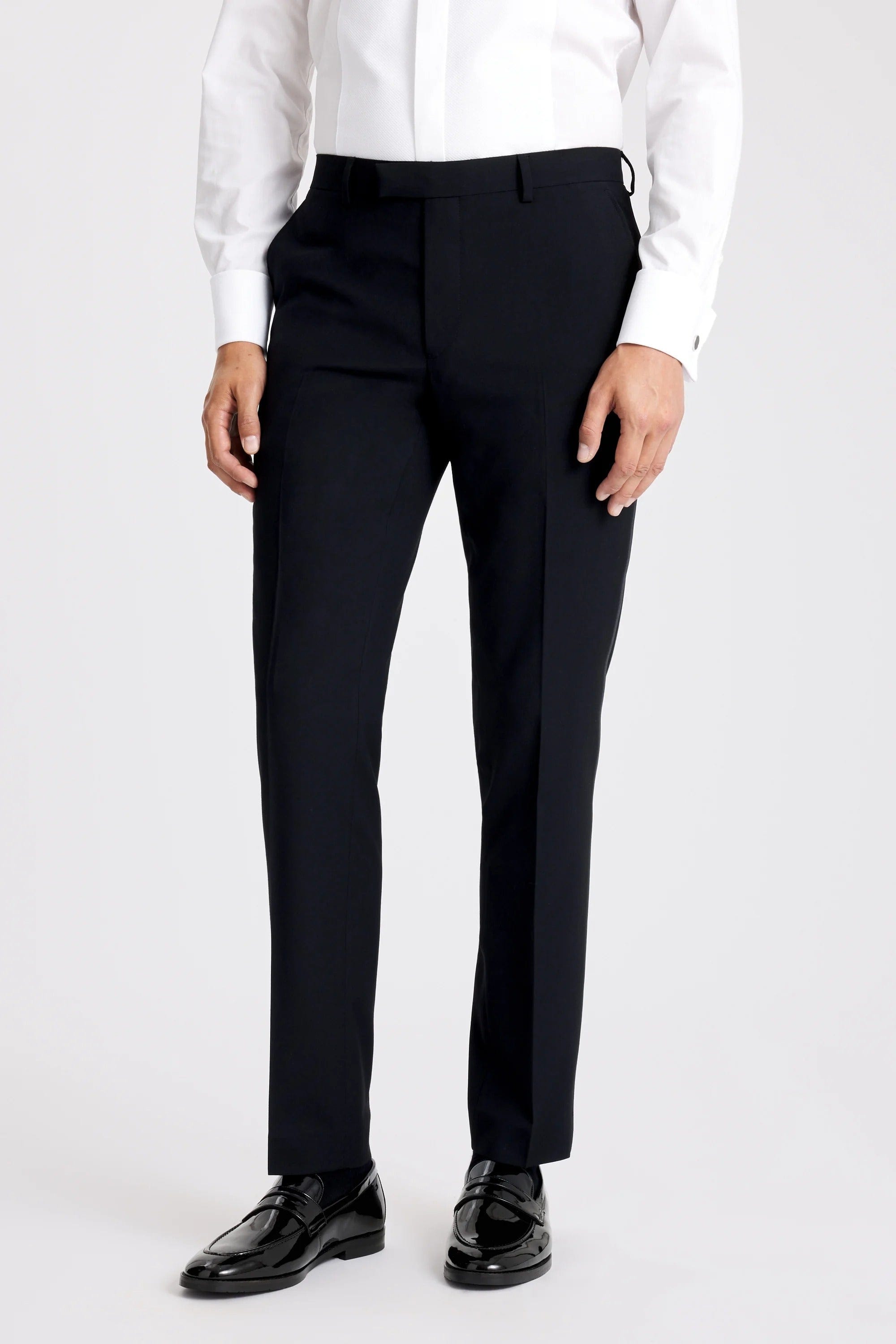 aesido Black 2 Piece Single Button Satin Collar Men's Suit Groom Wedding Dress (Blazer + Pants)