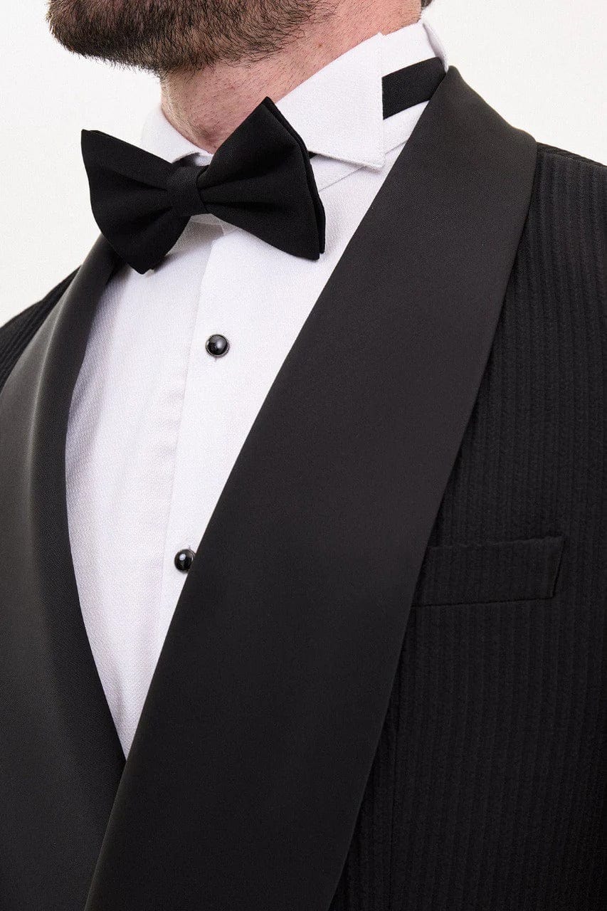 aesido Black 2 Piece Single Button Satin Shawl Lapels Business Men Suit (Blazer+Pants)