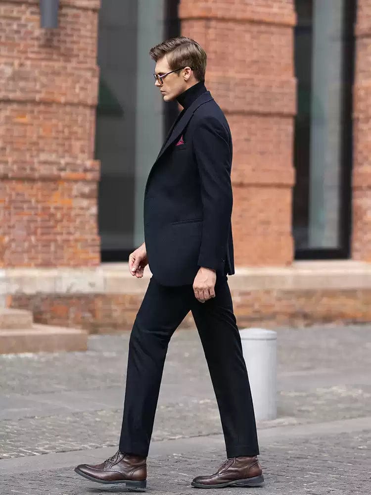 Black Tweed Mens 3-Piece Suit Peak Lapel Blazer, Vest & Pants Black / 34R Black Tweed Mens 3-Piece Suit Peak Lapel Blazer, Vest & Pants Black / 34R