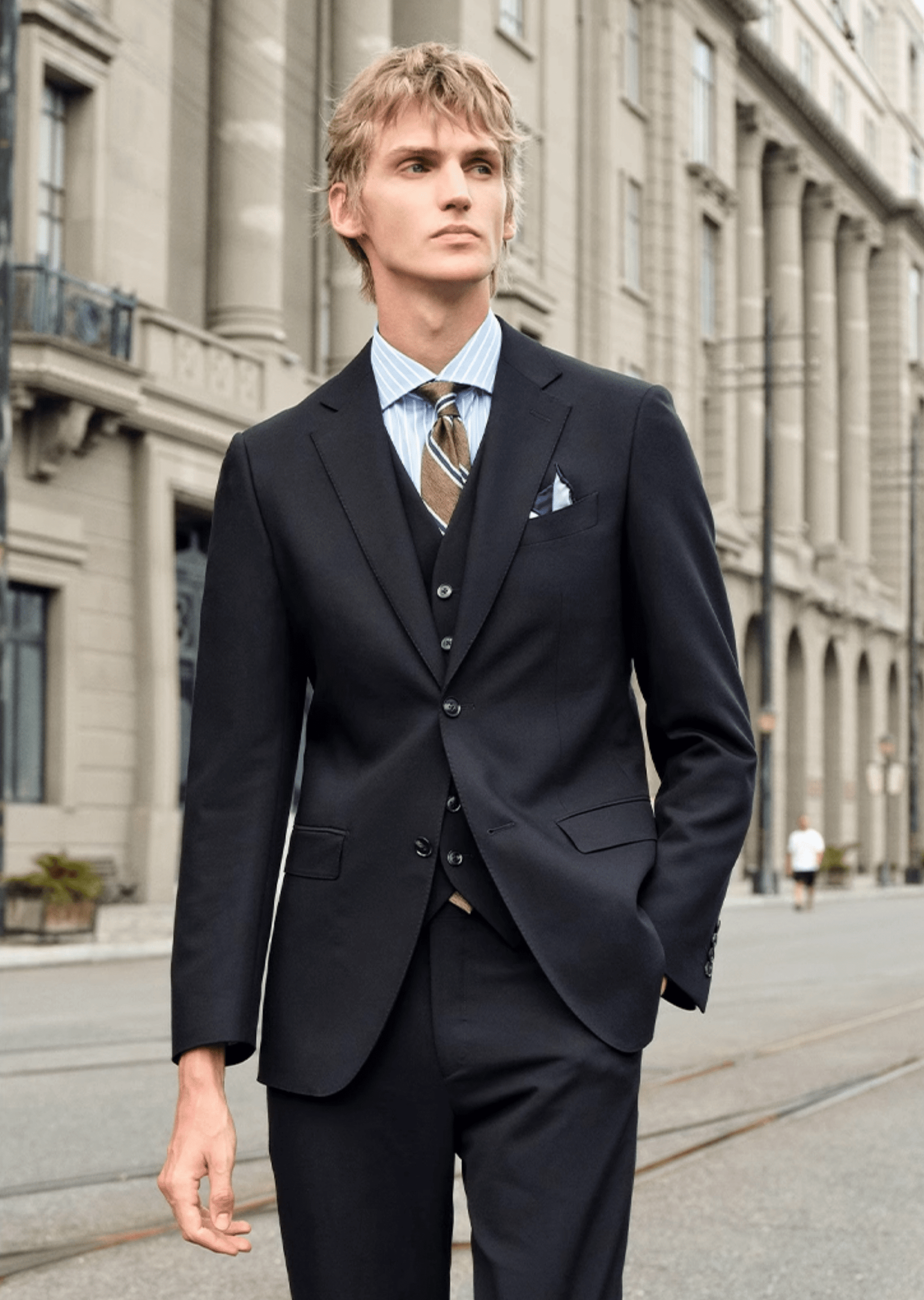 Black Piece Single Breasted Business Casual Slim Fit Men's Suit