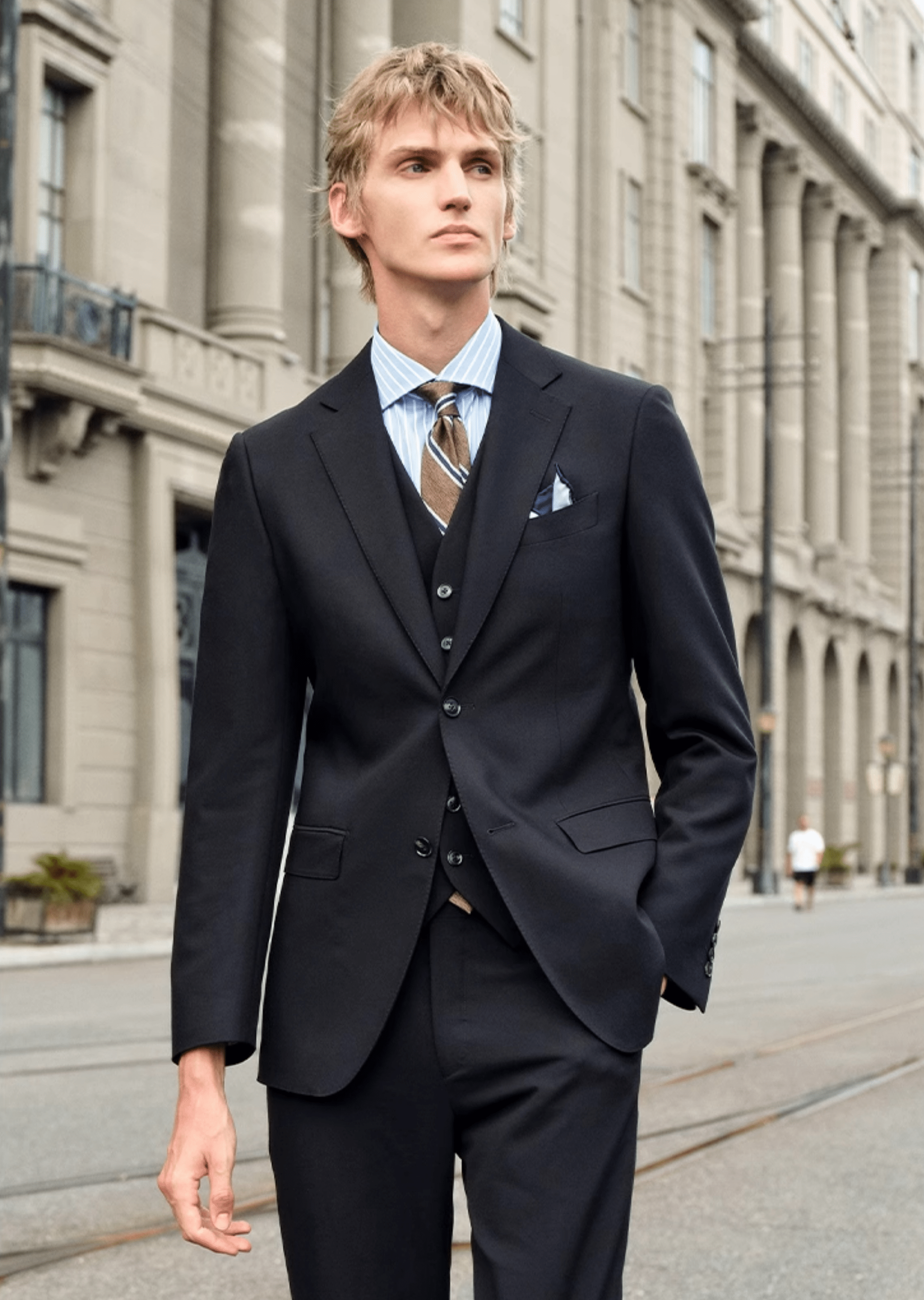 aesido Black 3 Piece Single Breasted Business Casual Slim Fit Men's Suit Groom Wedding Dress