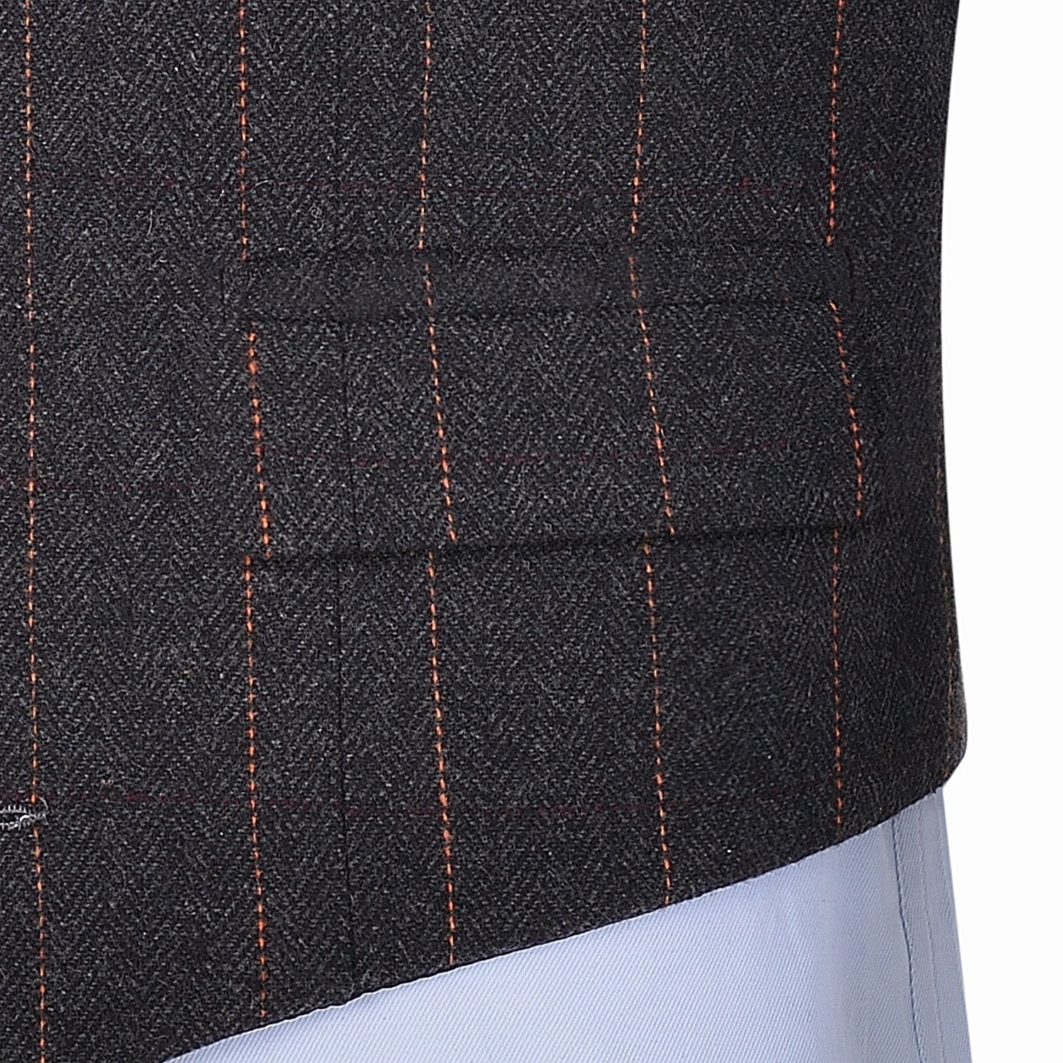 aesido Black Casual Men's Suit Vest Plaid Notch Lapel Waistcoat