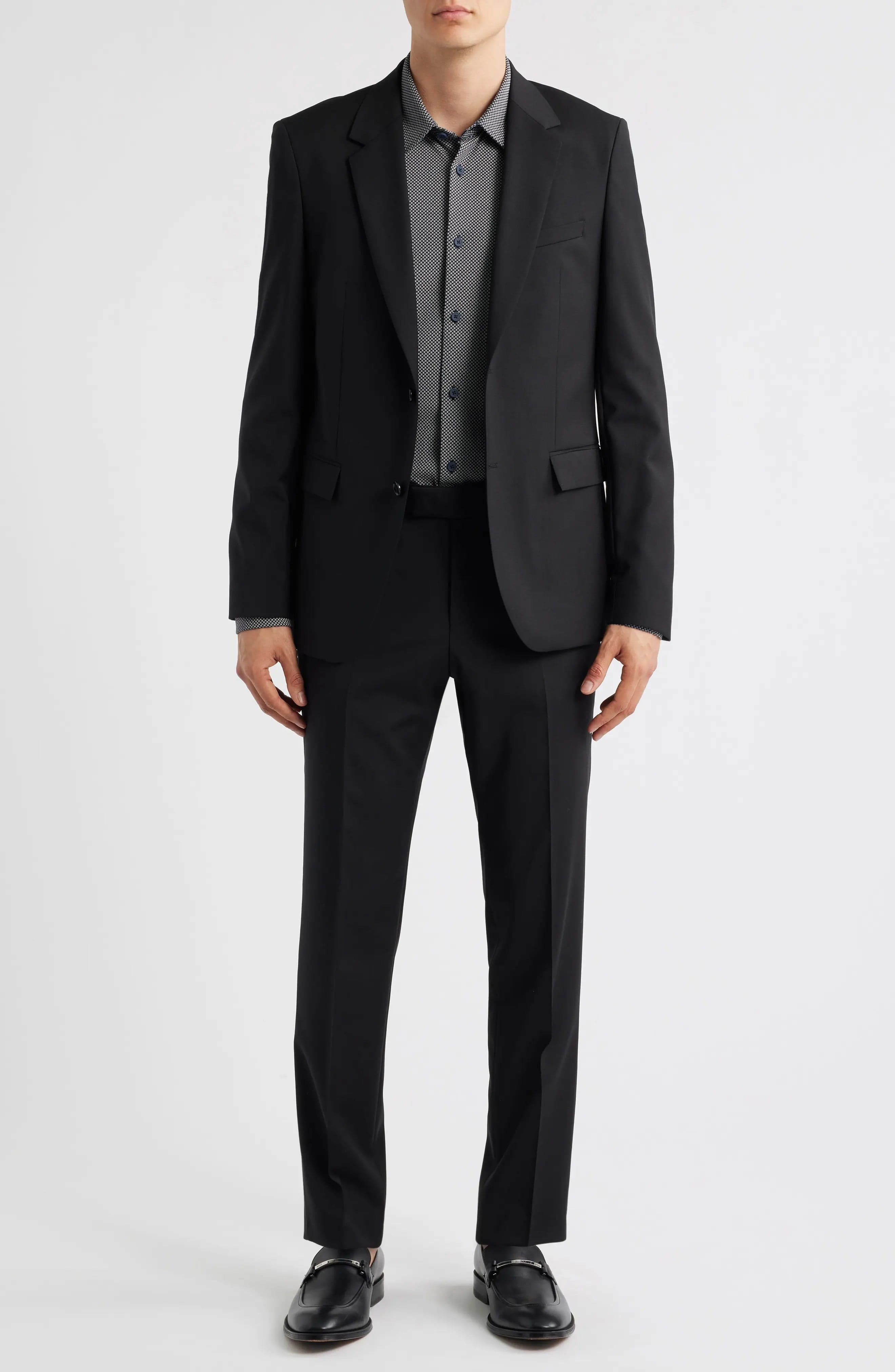 aesido Black Casual Slim Men Trouser