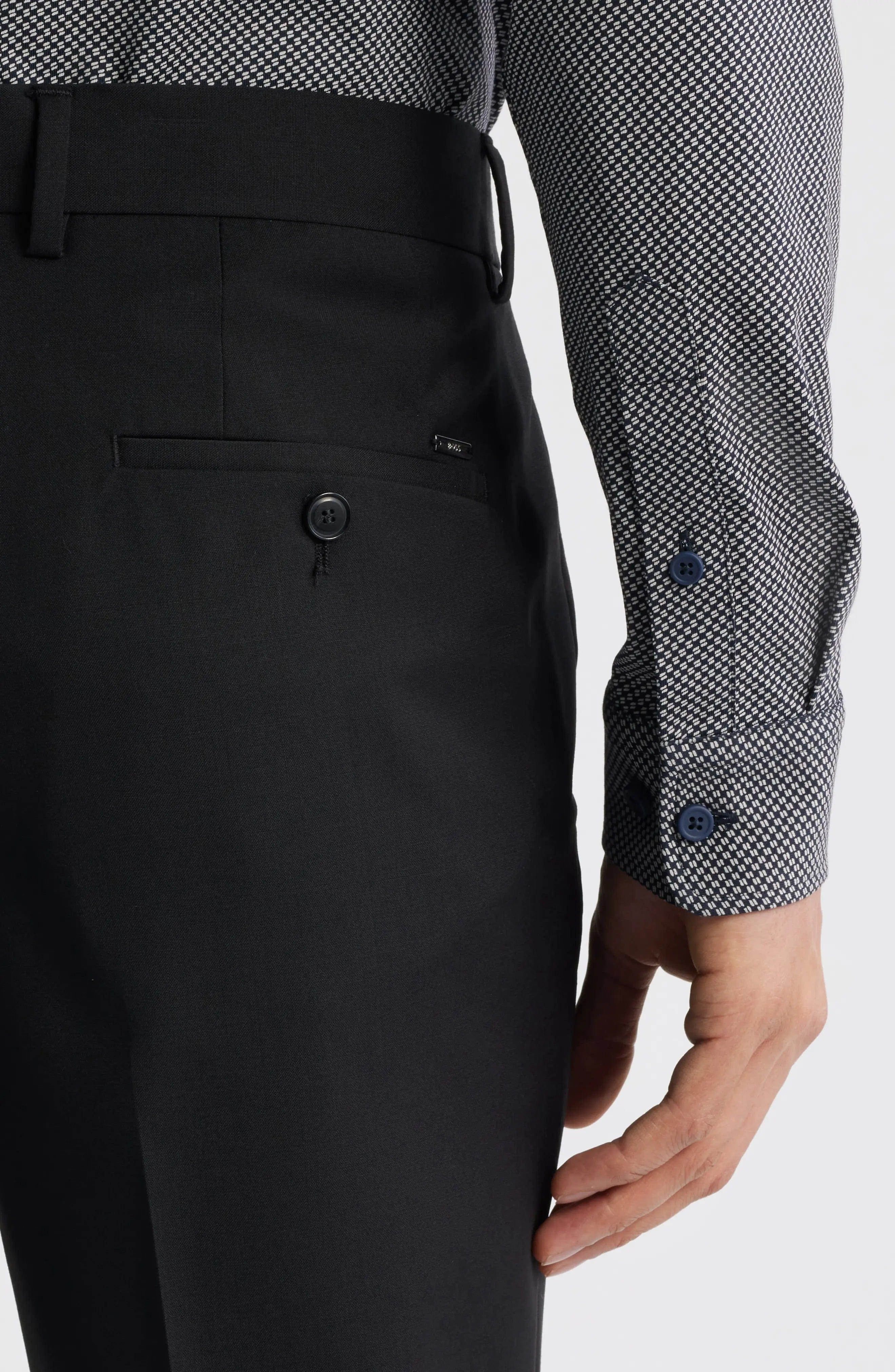aesido Black Casual Slim Men Trouser
