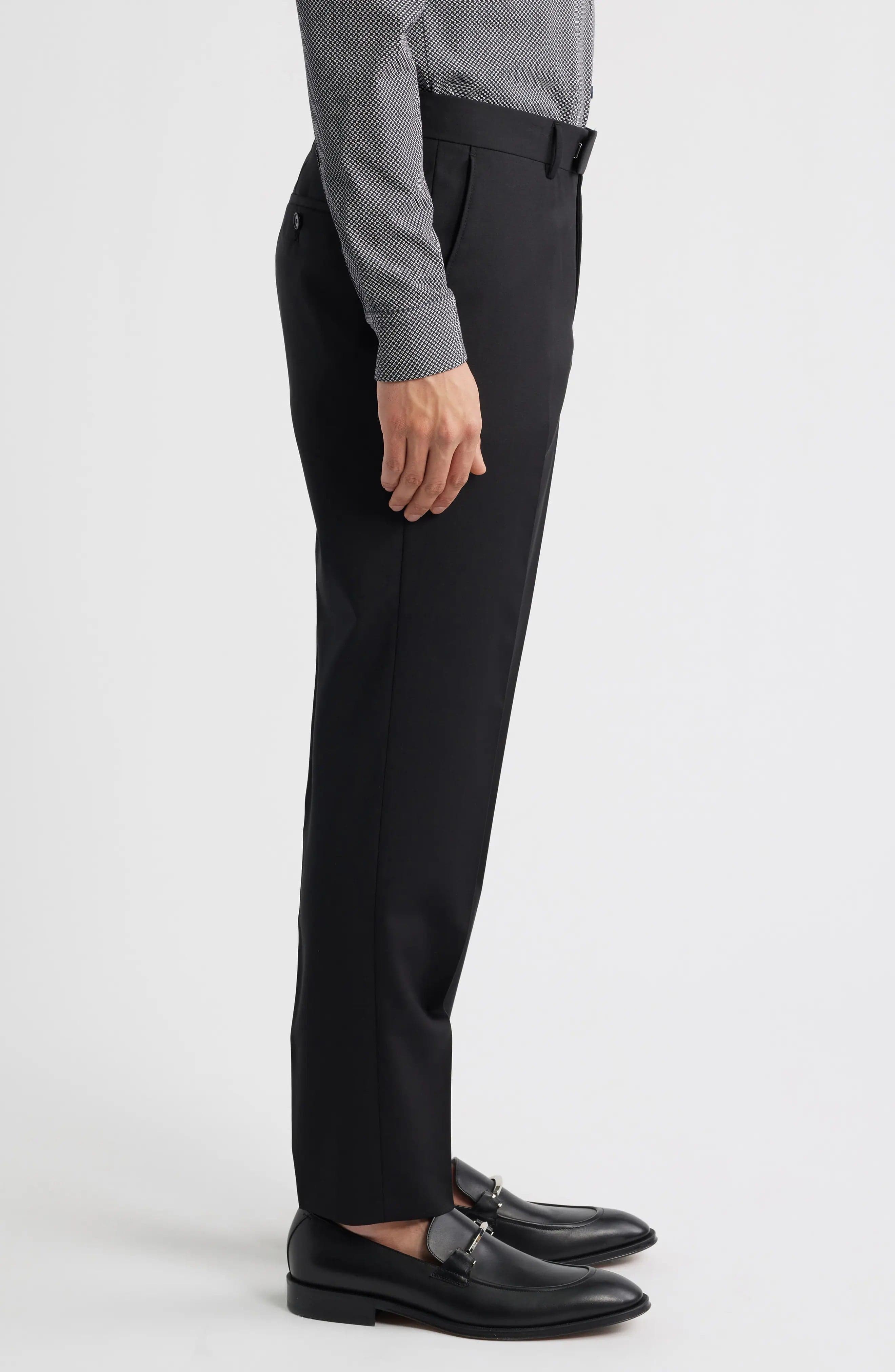 aesido Black Casual Slim Men Trouser