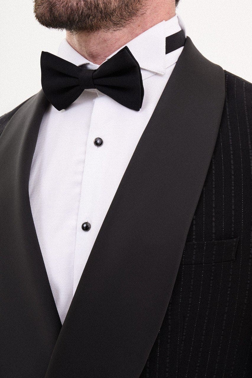aesido Black Men’s Single-Breasted Tuxedo Suit with Satin Shawl Lapel and Matching Pants